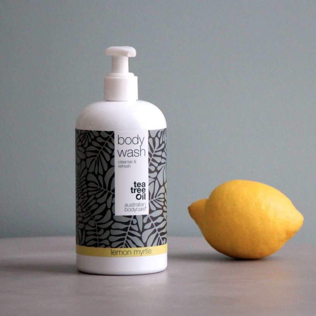 4 för 3 tea tree Body Wash 500 ml med lemon myrtle — paketerbjudande - Paketerbjudande med fyra Body Wash (500 ml): Tea tree oil lemon myrtle