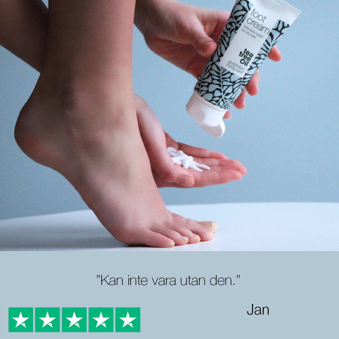 Fotkräm med 10% urea mot torra fötter - Vårdande fotcreme med 100 % naturlig Tea Tree Oil