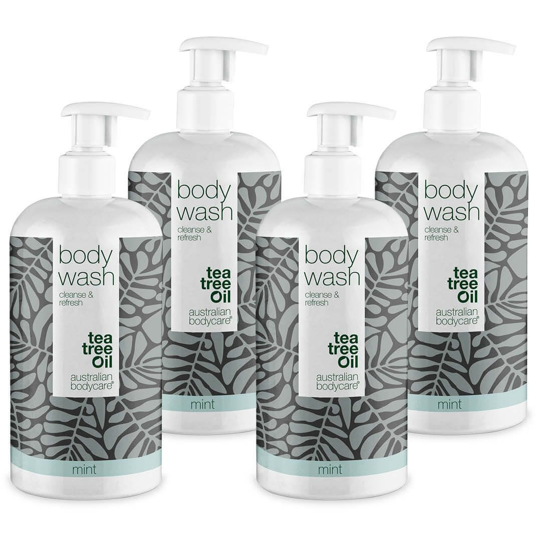 4 för 3 tea tree Body Wash 500 ml med Mint — paketerbjudande - Paketerbjudande med fyra Body Wash (500 ml): Tea tree oil Mint