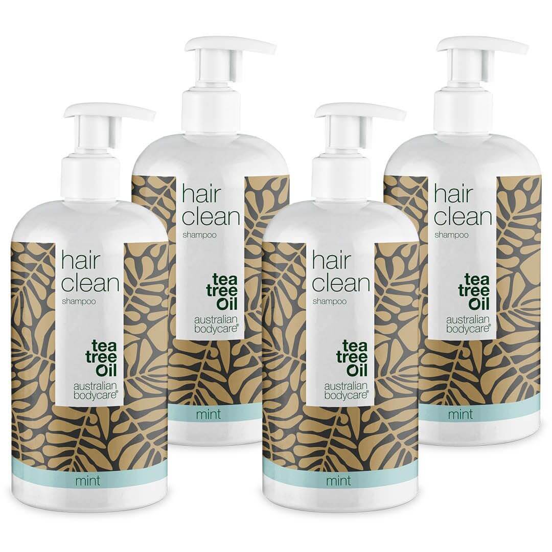 4 för 3 tea tree schampo 500 ml Mint — paketerbjudande - Paketerbjudande med fyra schampon (500 ml): Tea tree oil Mint