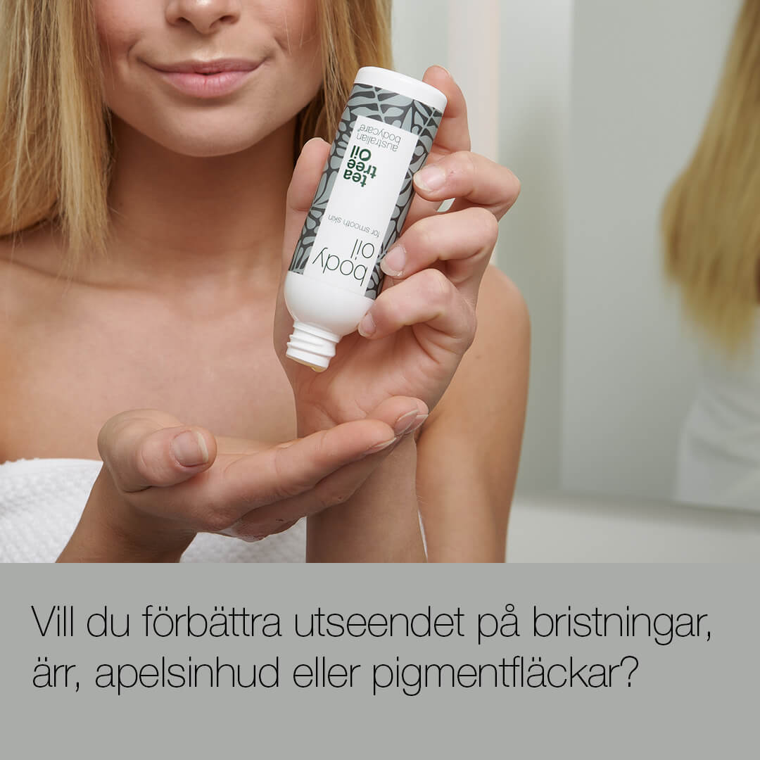 Kroppsolja för bristningar och ärr - Body Oil med Tea Tree Oil tillför fukt och elasticitet till huden