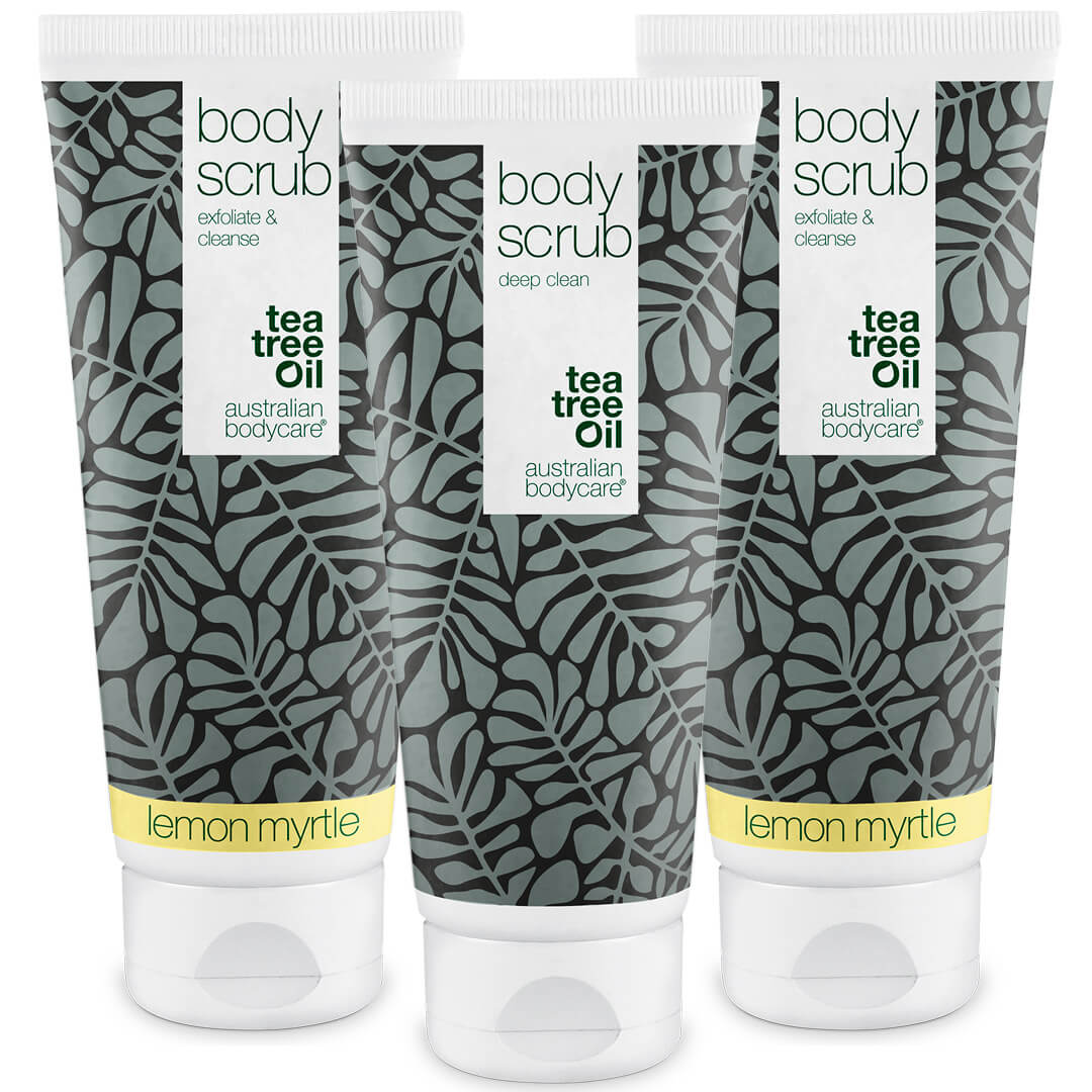 3 Body Scrub  - paketerbjudande — Paketerbjudande med tre body scrub (200 ml): Tea Tree Oil & Lemon Myrtle