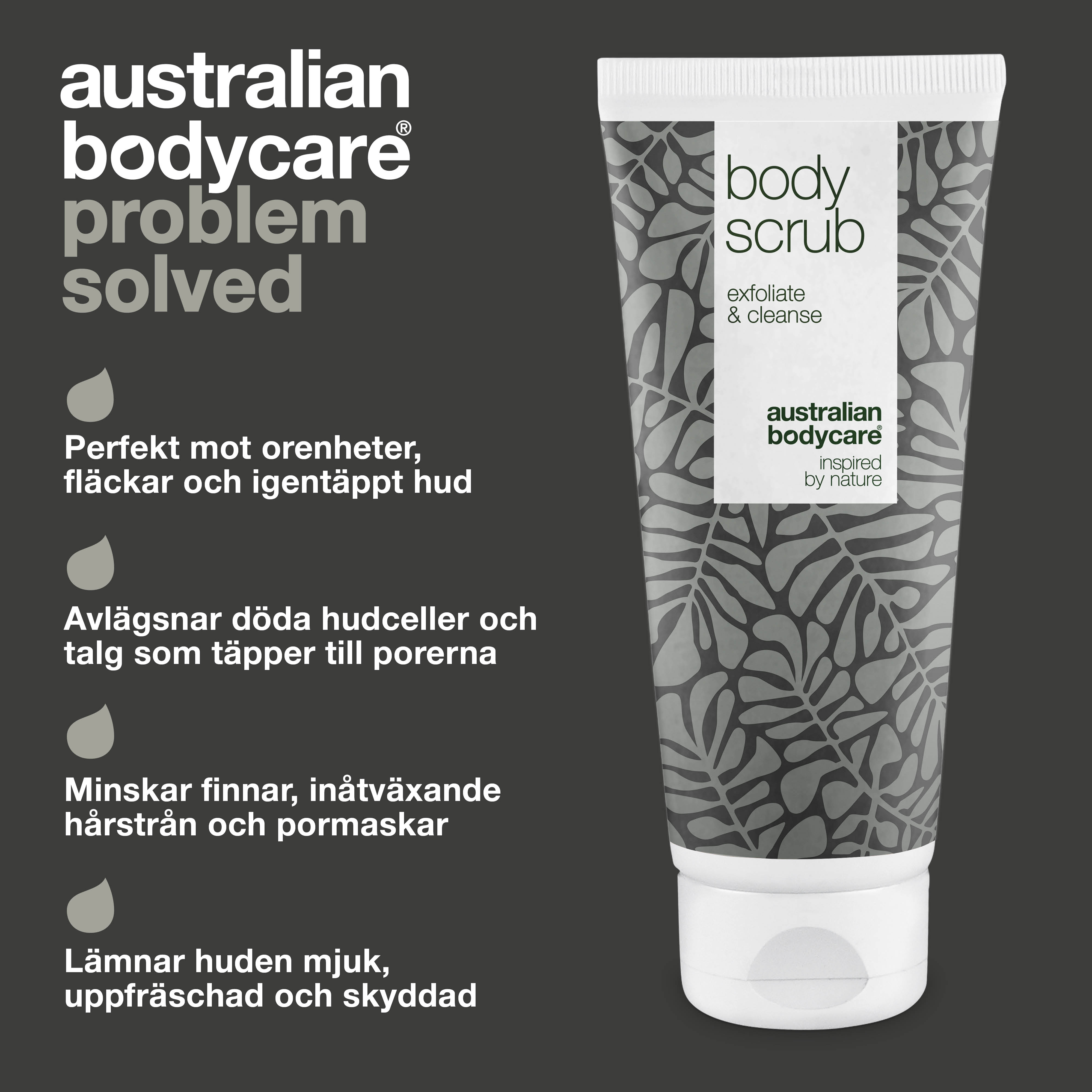 Body Scrub til bumser og uren hud på kroppen — Eksfoliering med 100% naturlig Tea Tree Oil - Også til intim brug