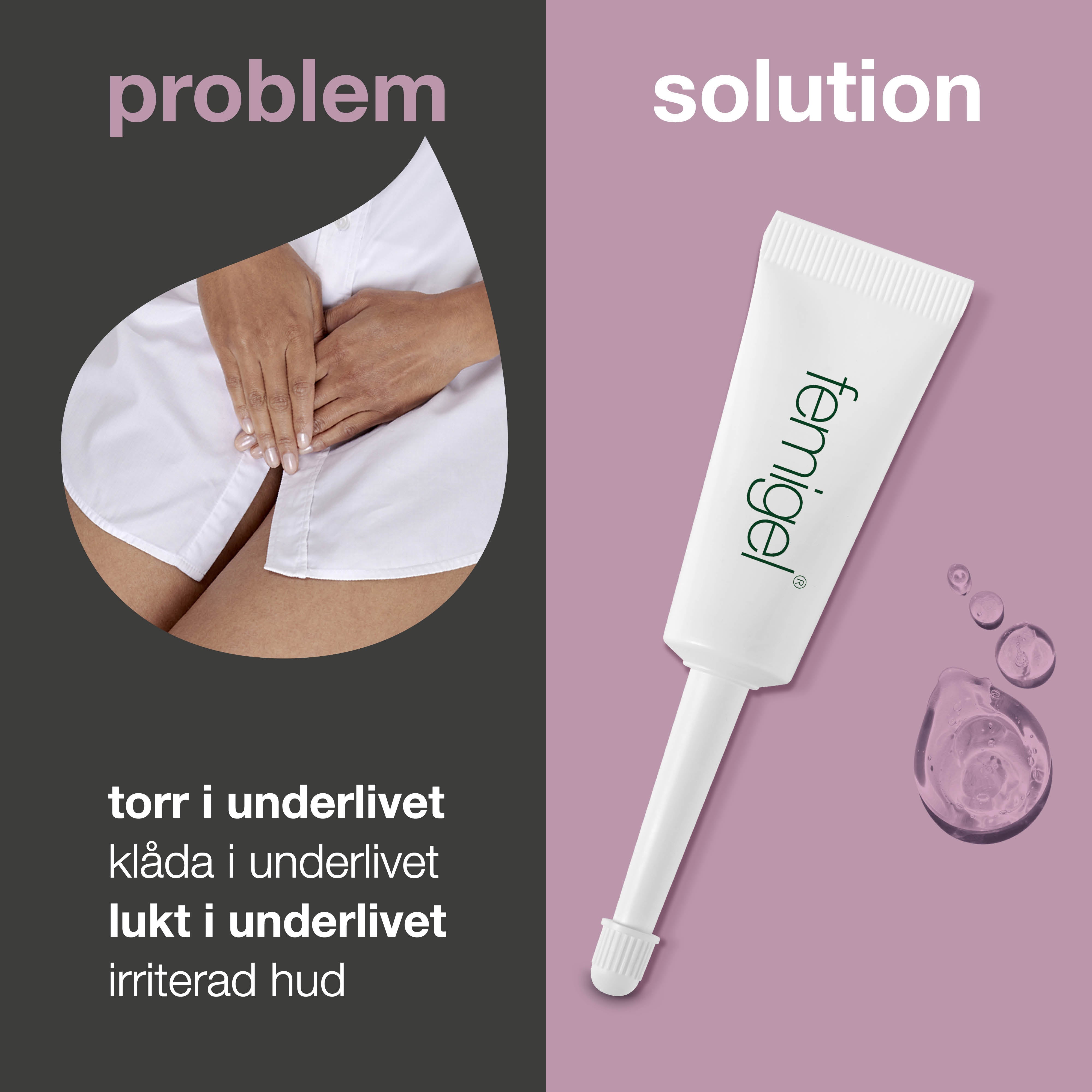 Femigel til intim tørhed, kløe, svie og uønsket lugt — Intimgel mod intimt ubehag og irritation