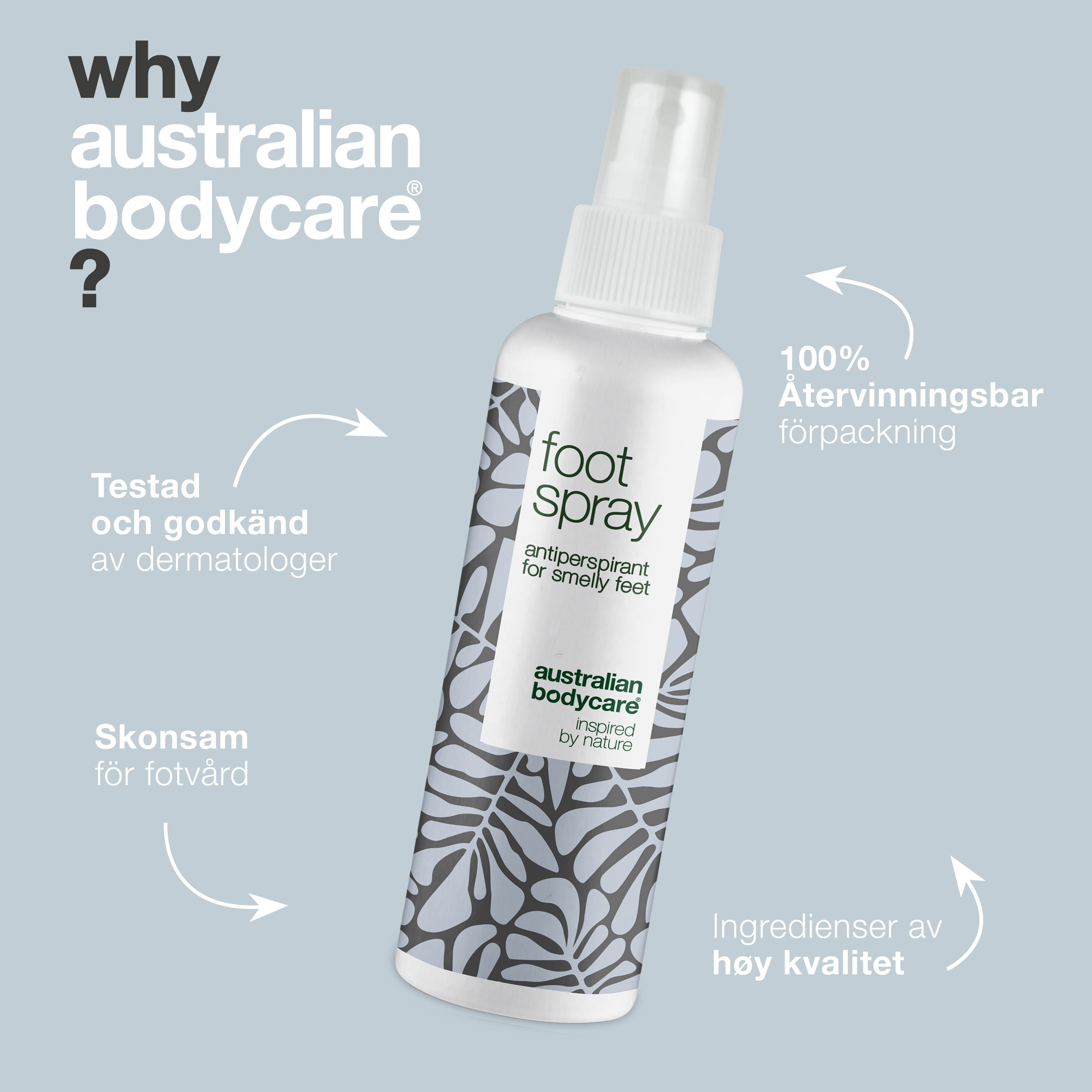 Fodspray mod sure tæer — Antiperspirant mod sure tæer og fødder