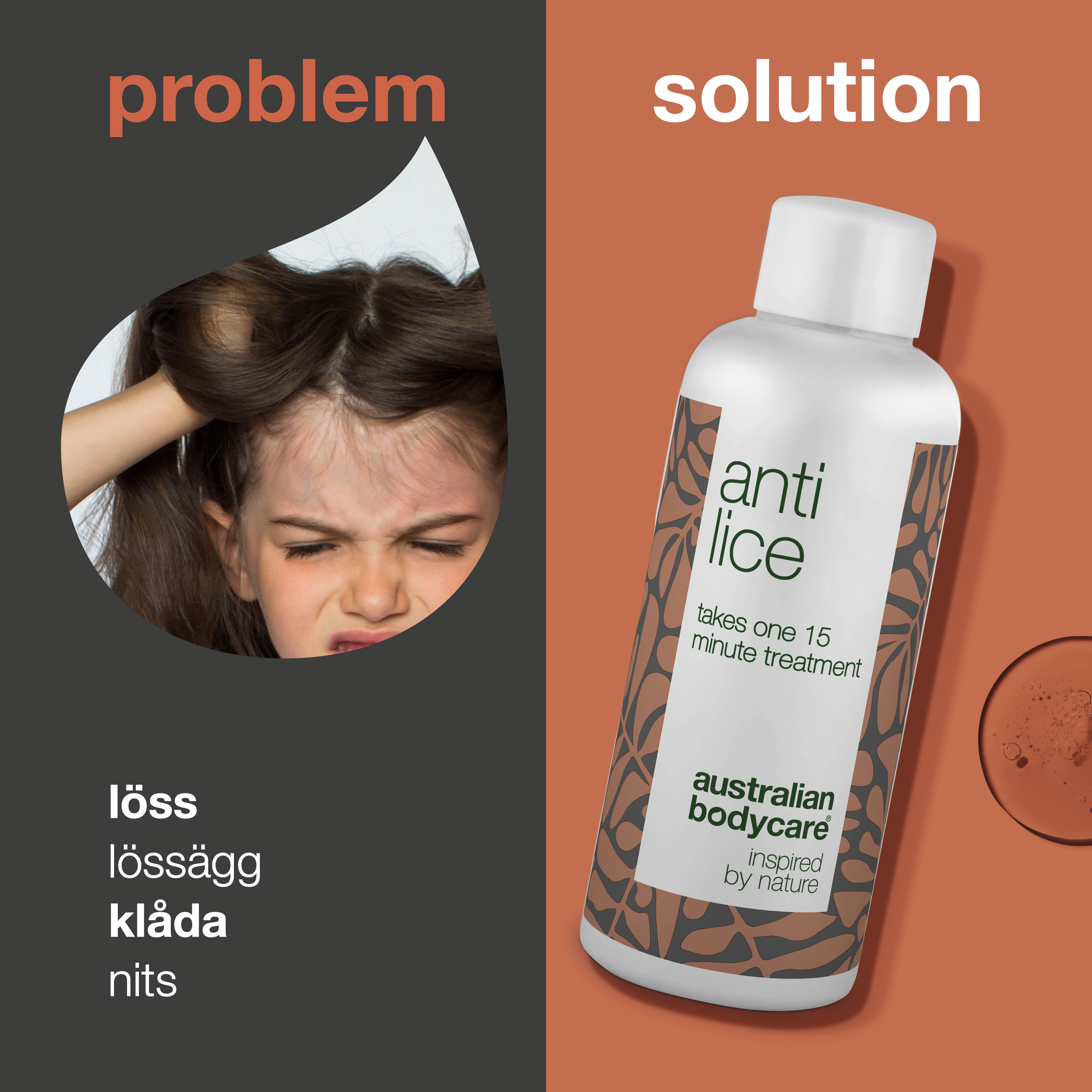 Lusekur med Tea Tree Oil uden insektgift — Lusebehandling mod hovedlus og æg virker på 15 min.