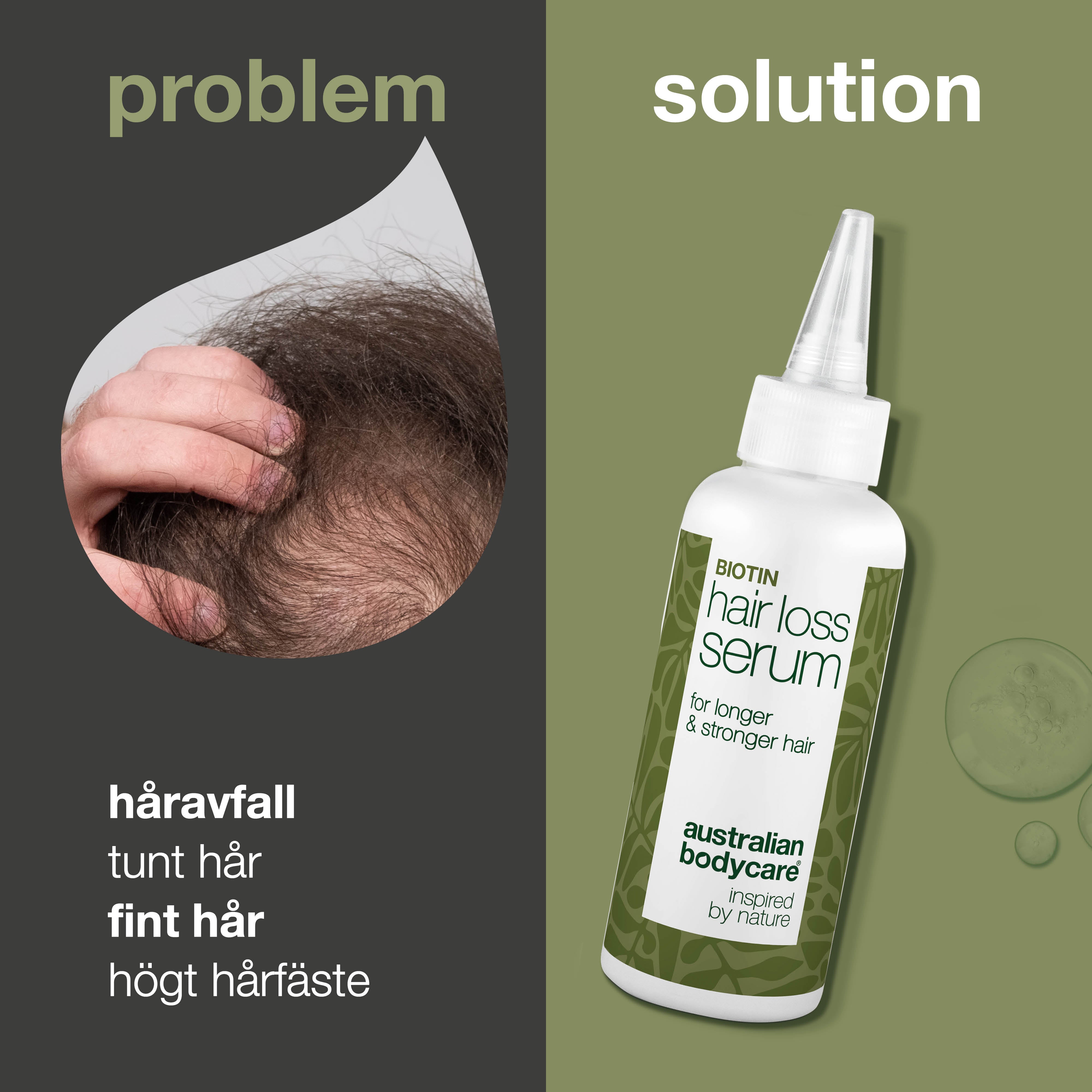 Hårserum mot håravfall med biotin, Capilia Longa & koffein — Hårserum med biotin, Capilia Longa & koffein. Stärker tunt hår och vårdar hårbotten för friskare hårväxt!