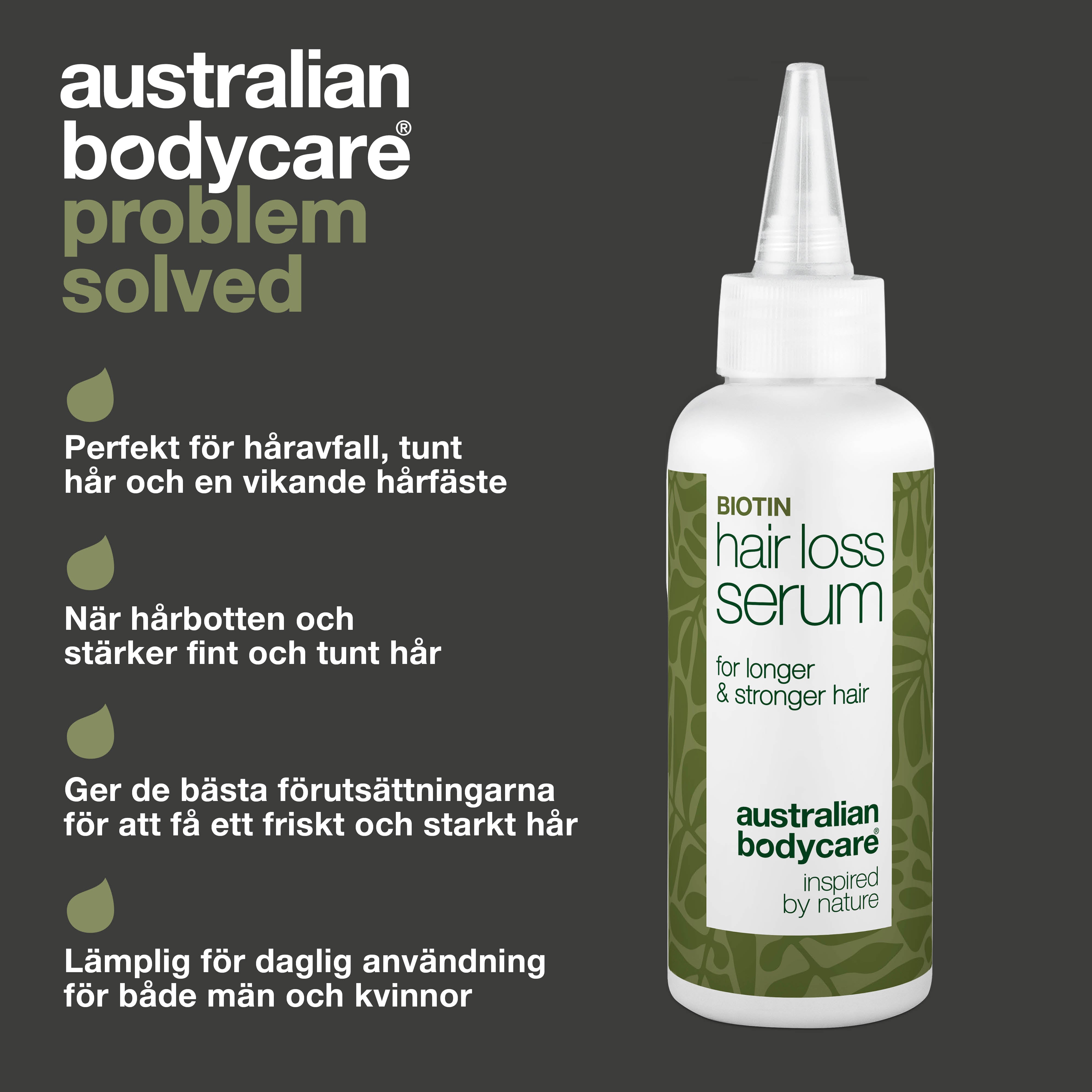 Hårserum mot håravfall med biotin, Capilia Longa & koffein — Hårserum med biotin, Capilia Longa & koffein. Stärker tunt hår och vårdar hårbotten för friskare hårväxt!