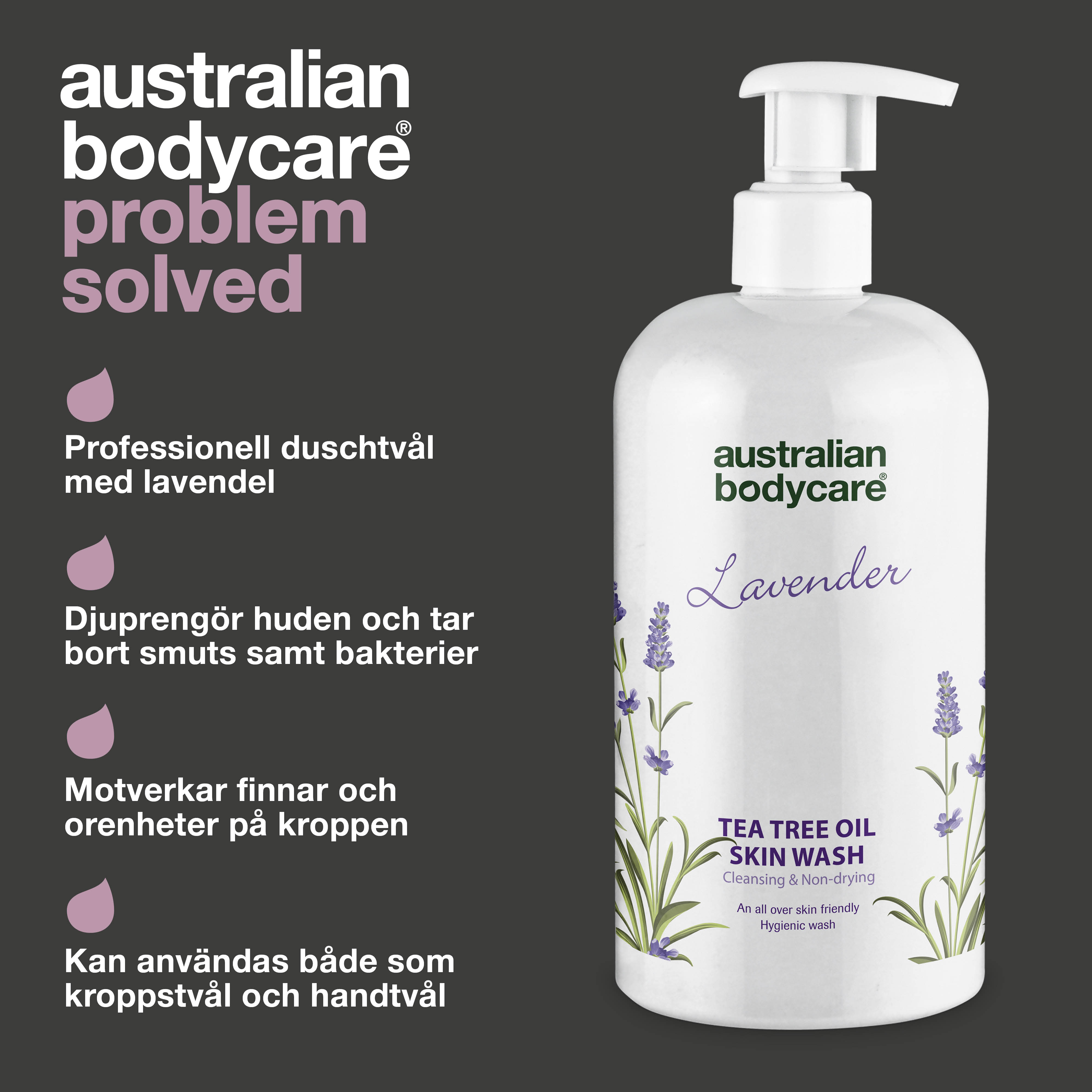 Professionel Lavendel Skin Wash — Professionel Showergel med Tea Tree Oil og Lavendel til daglig kropsvask