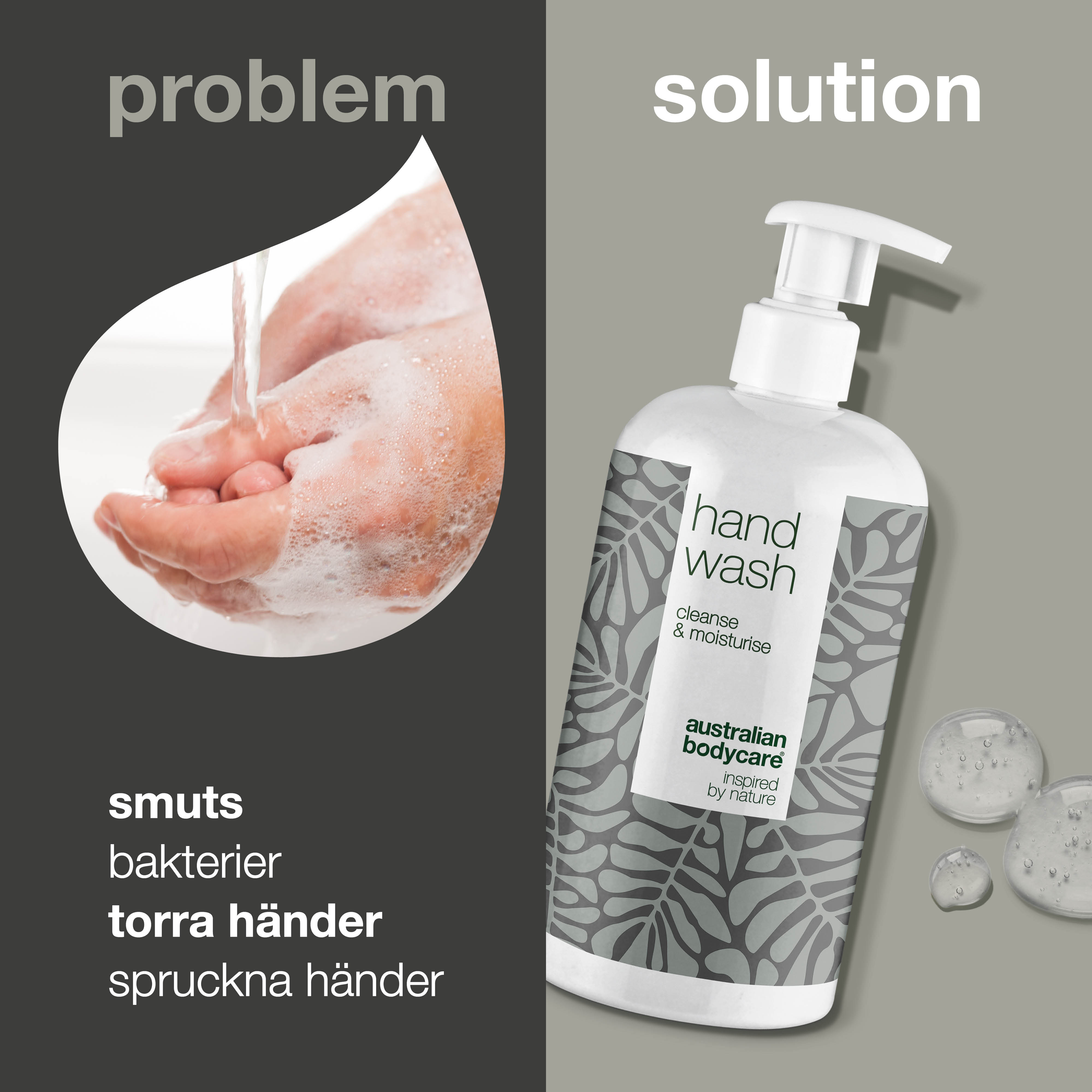 Håndsæbe med Tea Tree Oil til tørre hænder —  Flydende håndsæbe fjerner effektivt bakterier og snavs