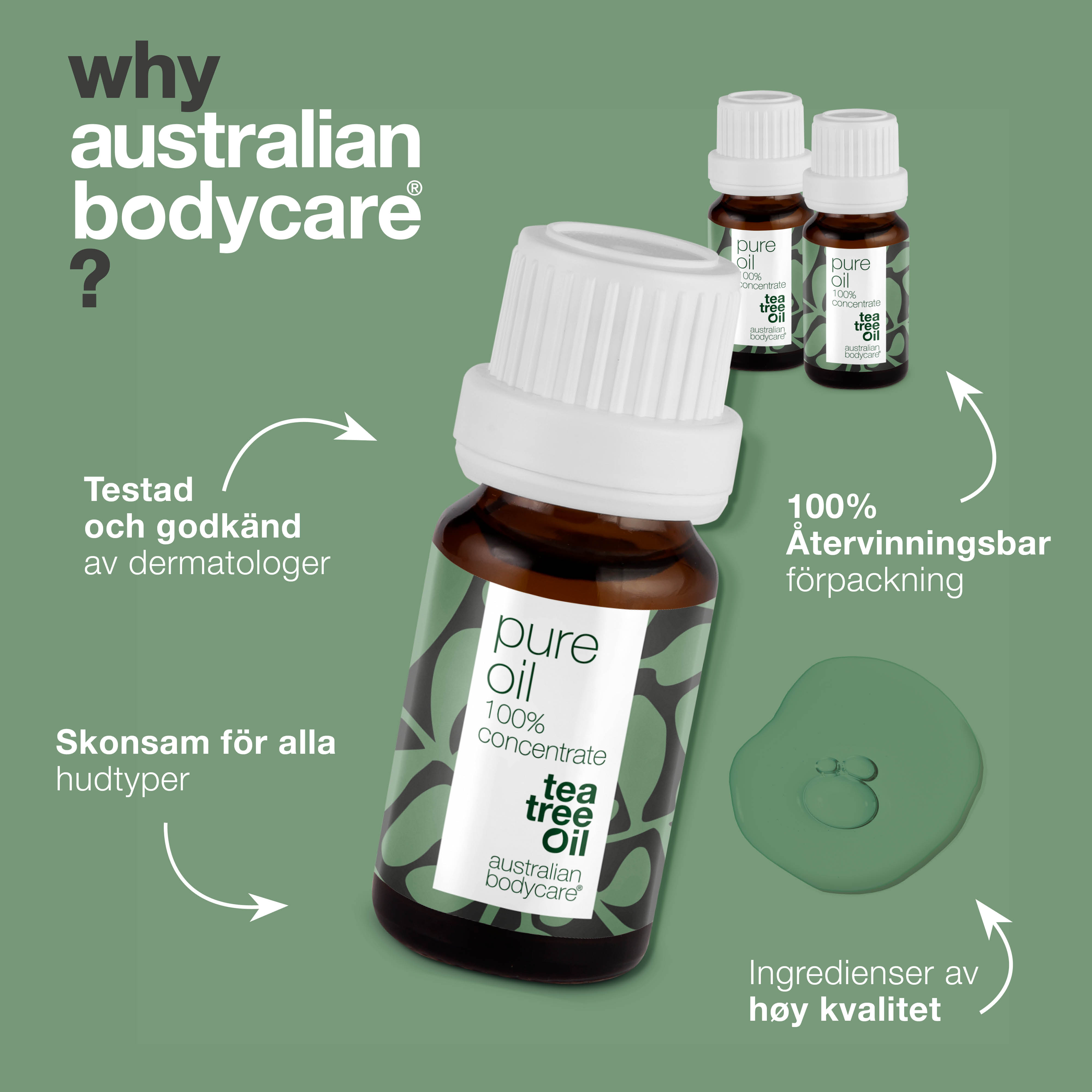3 stk. XL 30 ml Tea Tree Oil til hudproblemer — 3-pak med 100% koncentreret og ufortyndet Tea Tree Oil fra Australien