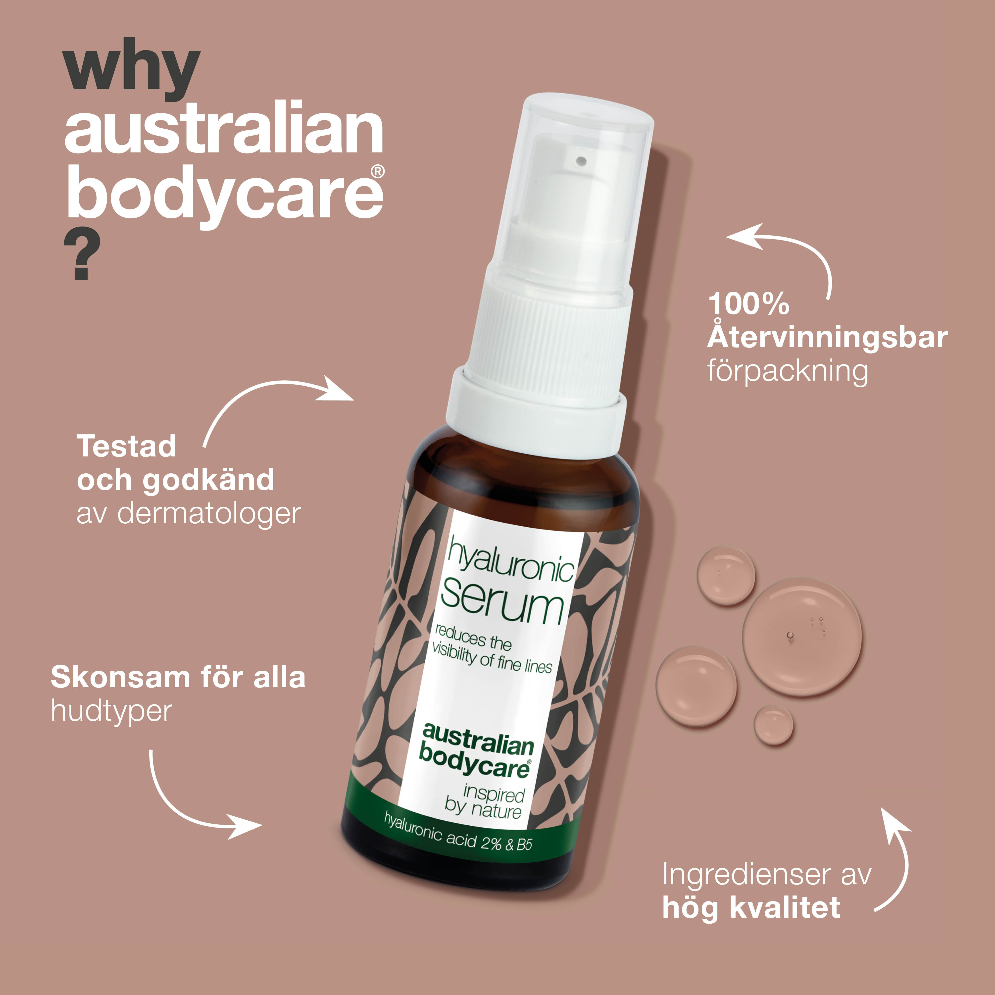 Hyaluronsyre Serum for glød og fine linjer — Med Hyaluronsyre 2% & B5 vitamin til minimering af fine linjer og dybe furer
