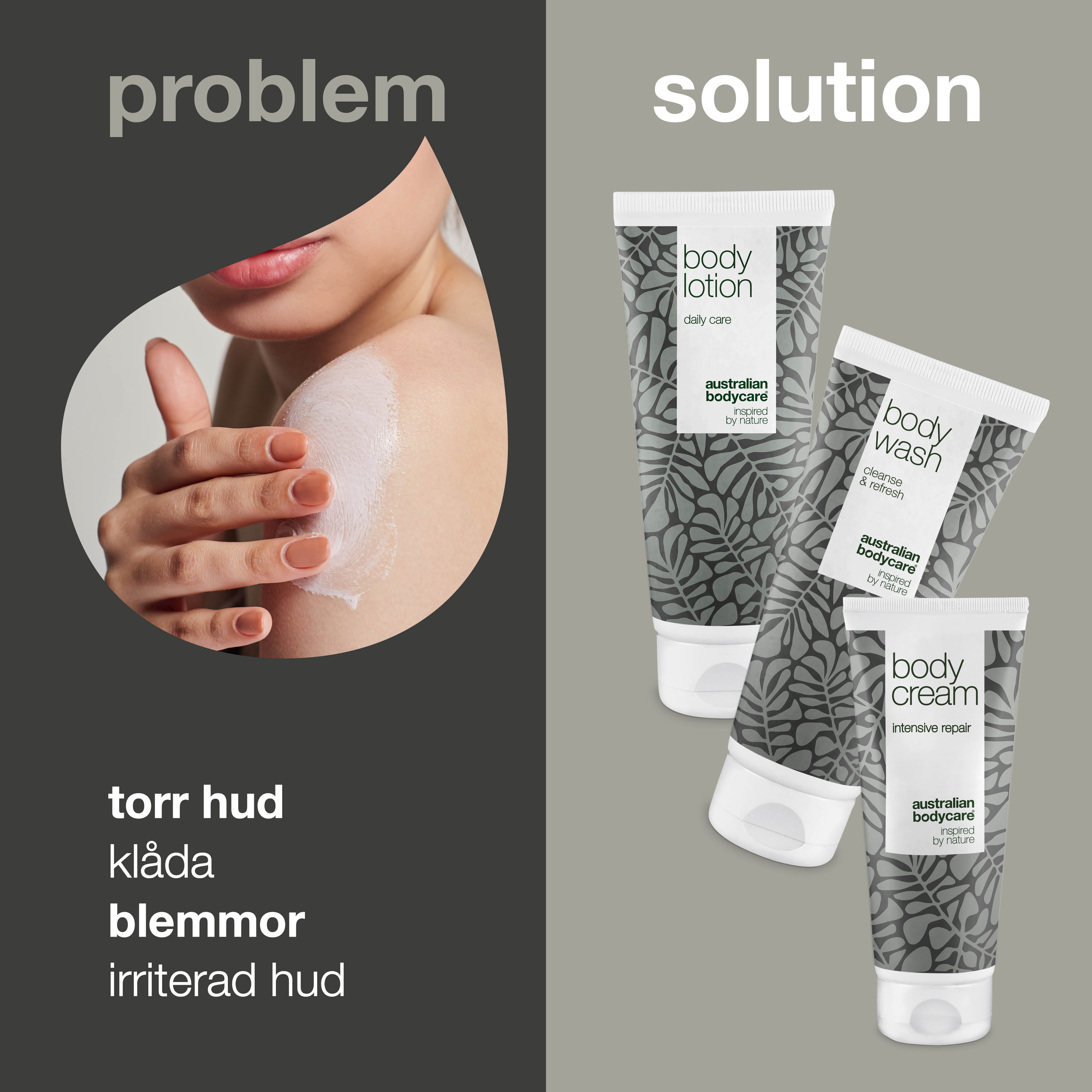 Pakke til tør hud på kroppen —  3 produkter til pleje af irriteret hud