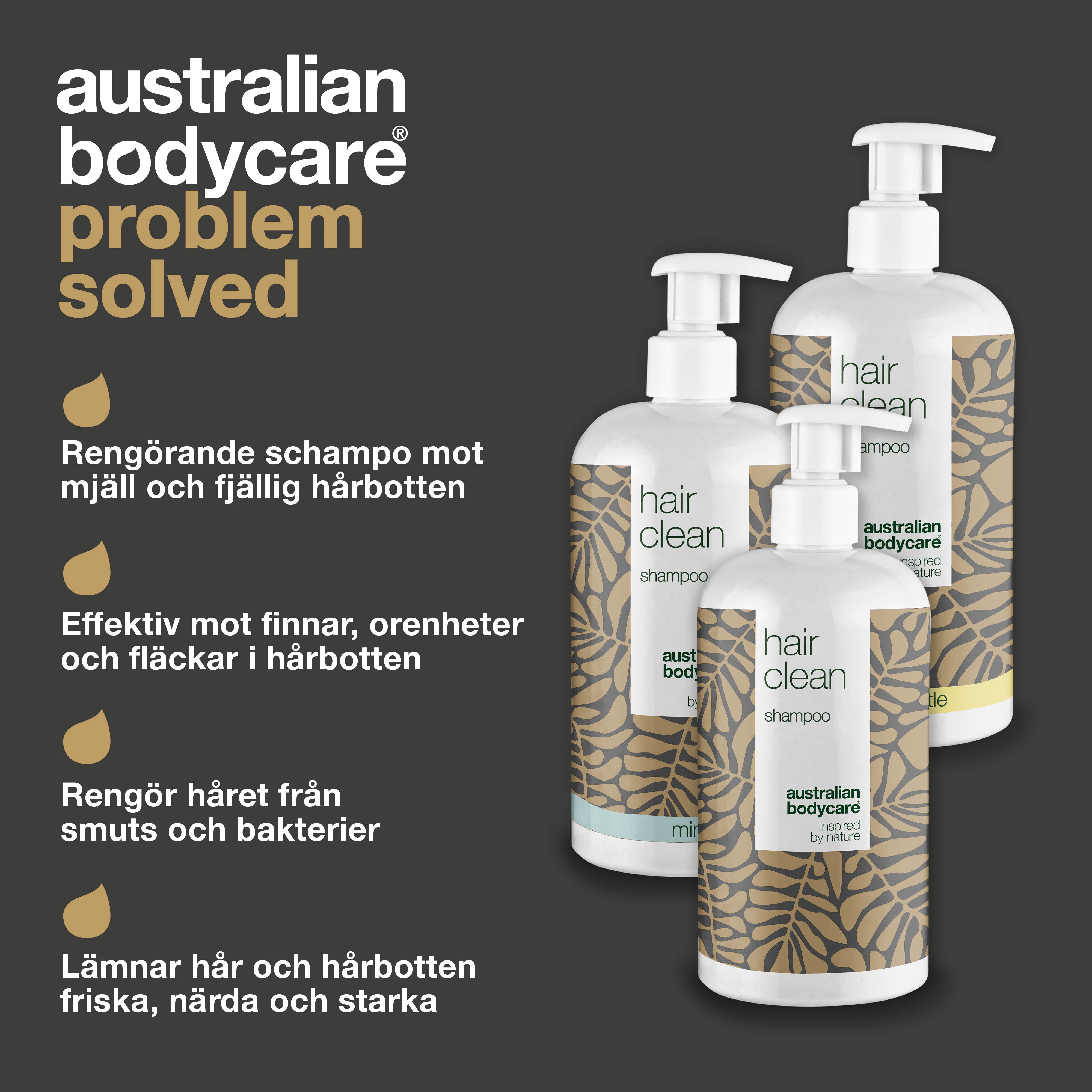3 Hair Clean shampoo - paketerbjudande — Paketerbjudande med tre 500 ml schampo: Tea Tree Oil, Lemon Myrtle & Mint