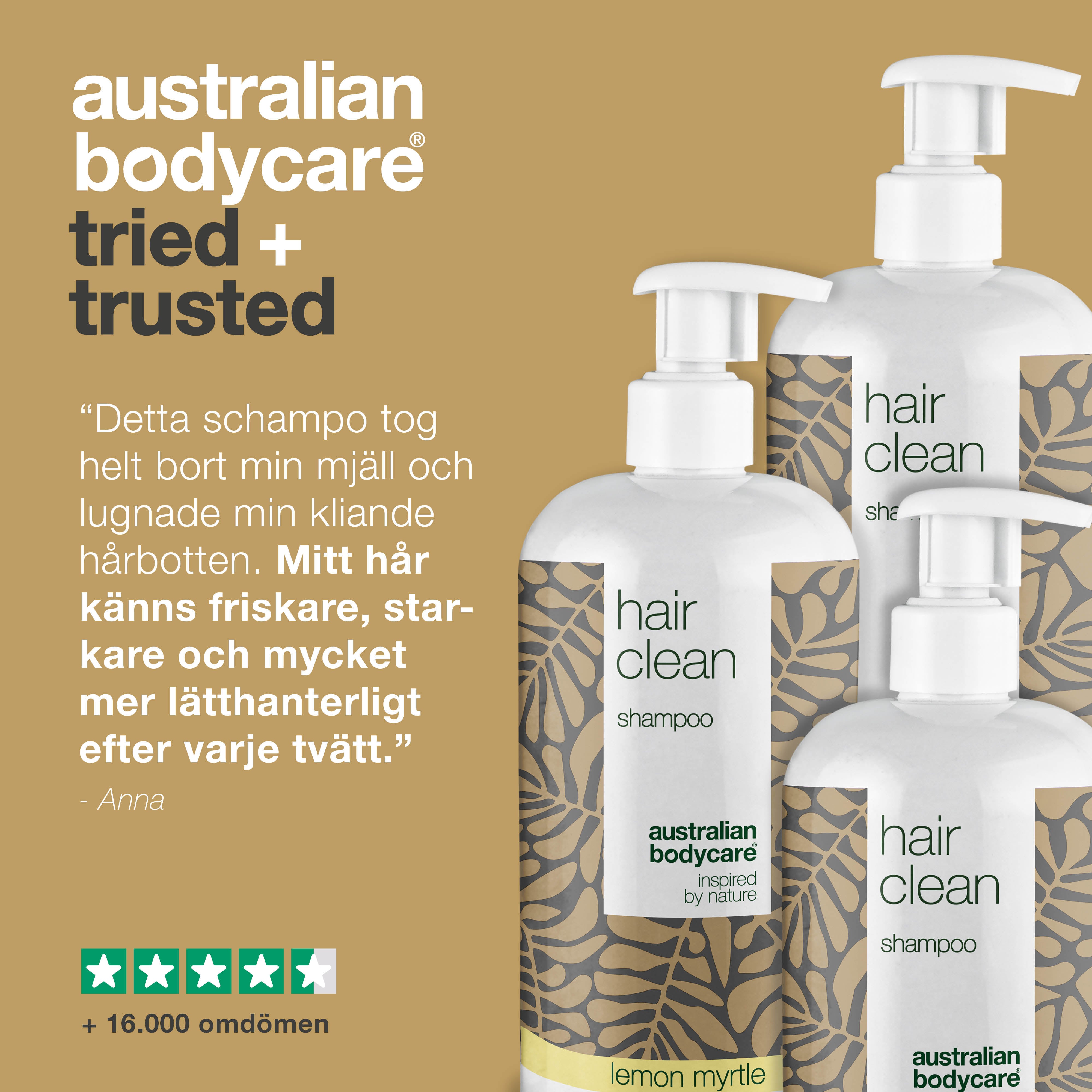 3 Hair Clean shampoo - paketerbjudande — Paketerbjudande med tre 500 ml schampo: Tea Tree Oil, Lemon Myrtle & Mint