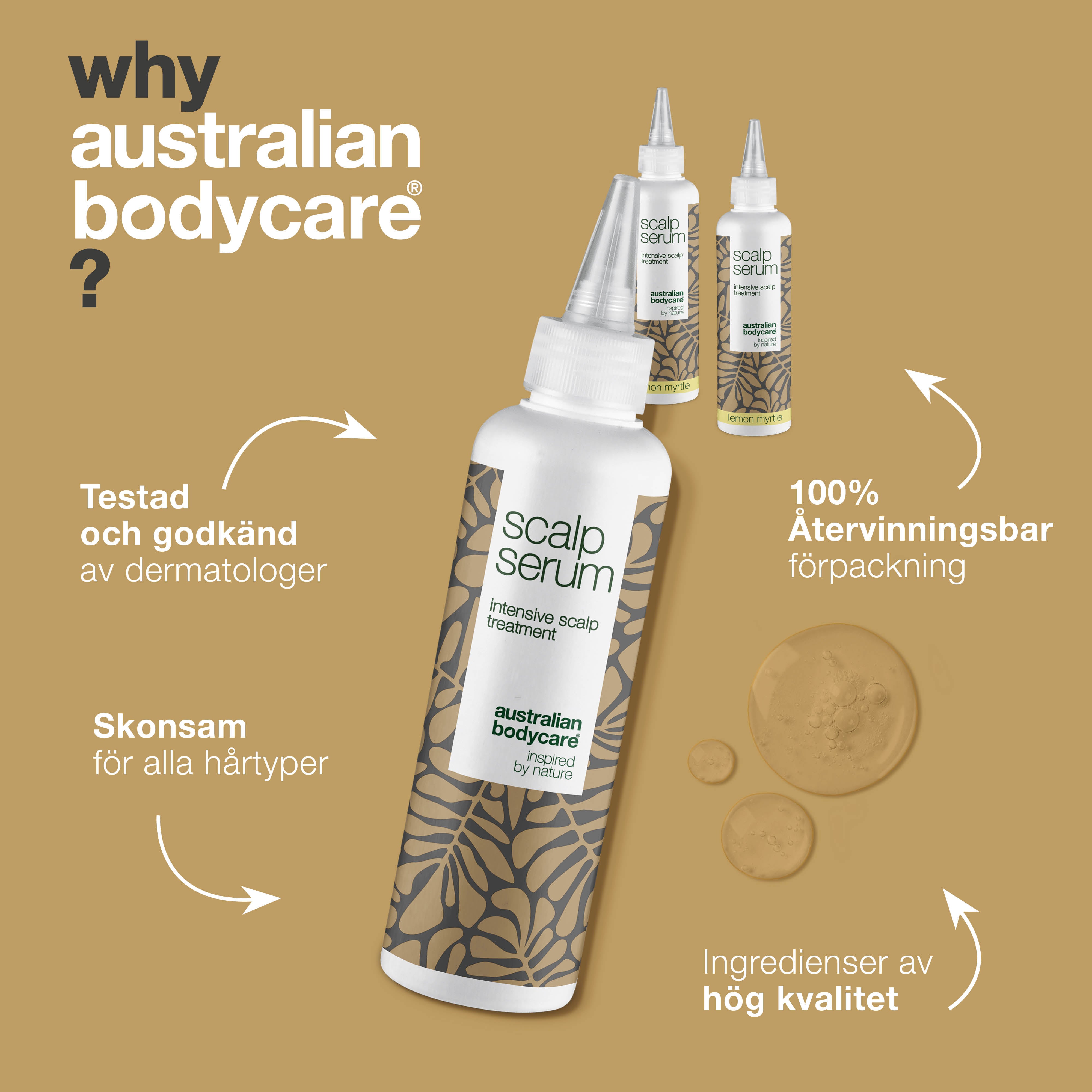 3 Scalp Serum hårbottenkur - paketerbjudande — Paketerbjudande med tre 150 ml hårbottenkurer: Tea Tree Oil, Lemon Myrtle & Mint