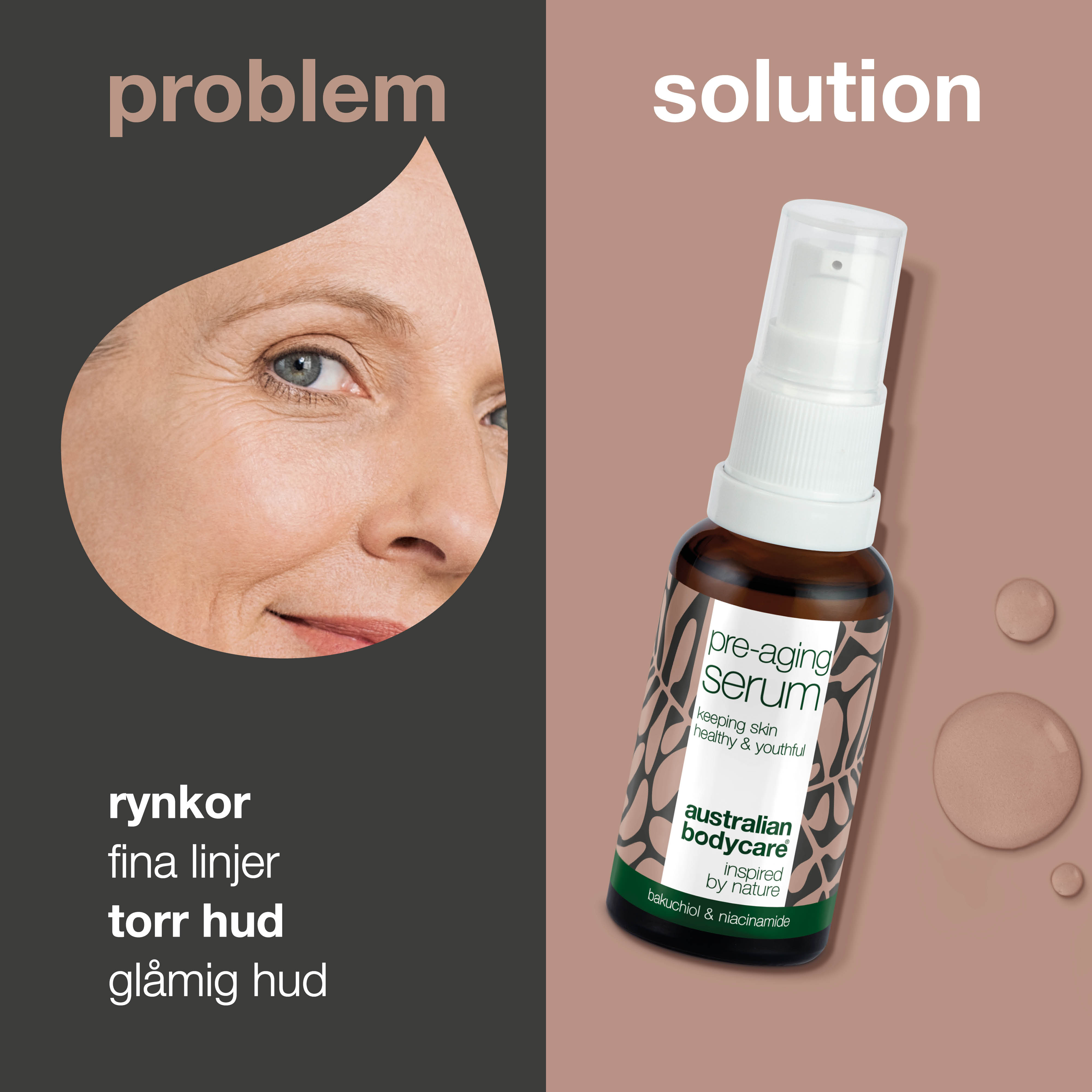 Pre-aging Serum til at forebygge alderstegn — Anti-age serum med Hyaluronsyre, Peptider & Koffein til rynker