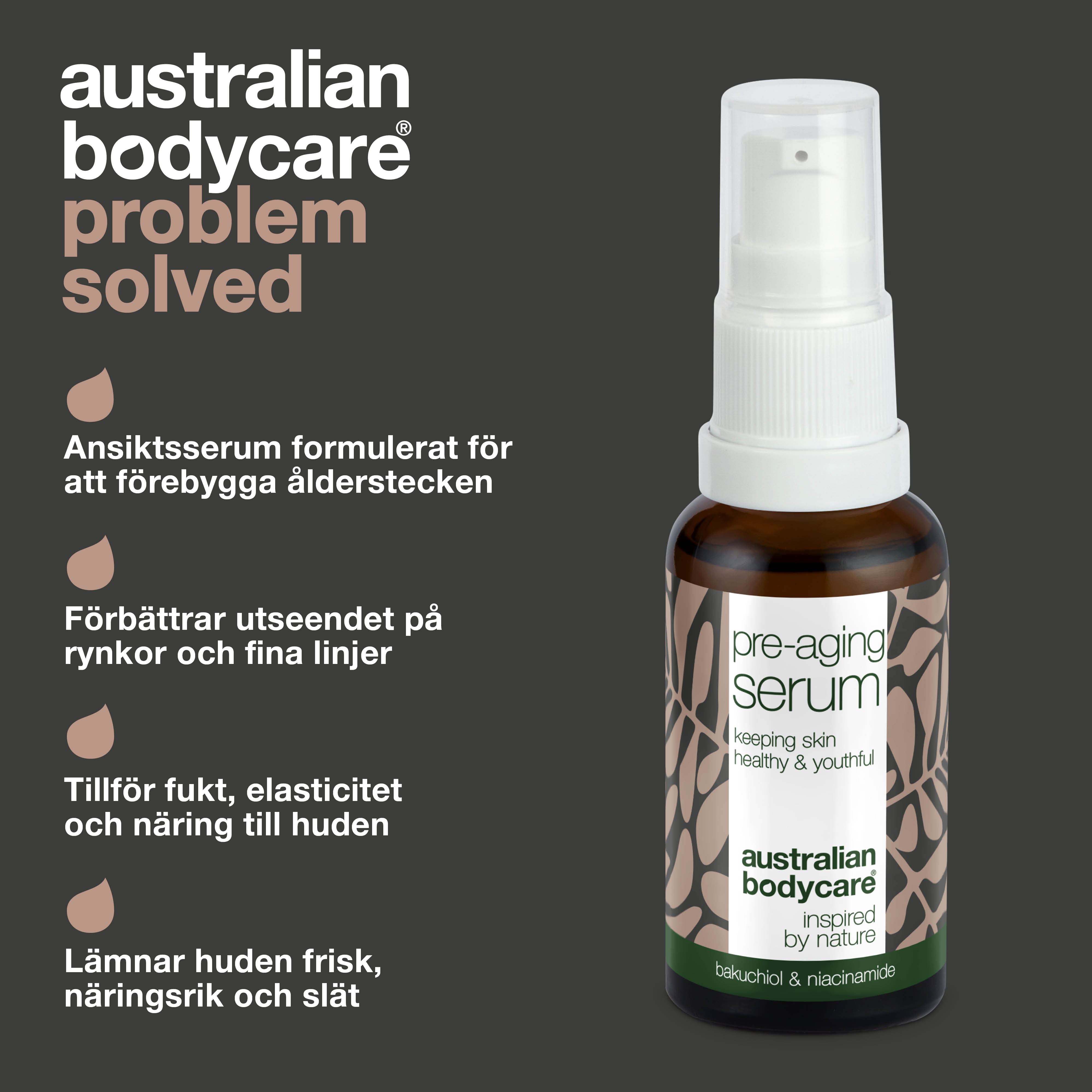 Pre-aging Serum til at forebygge alderstegn — Anti-age serum med Hyaluronsyre, Peptider & Koffein til rynker
