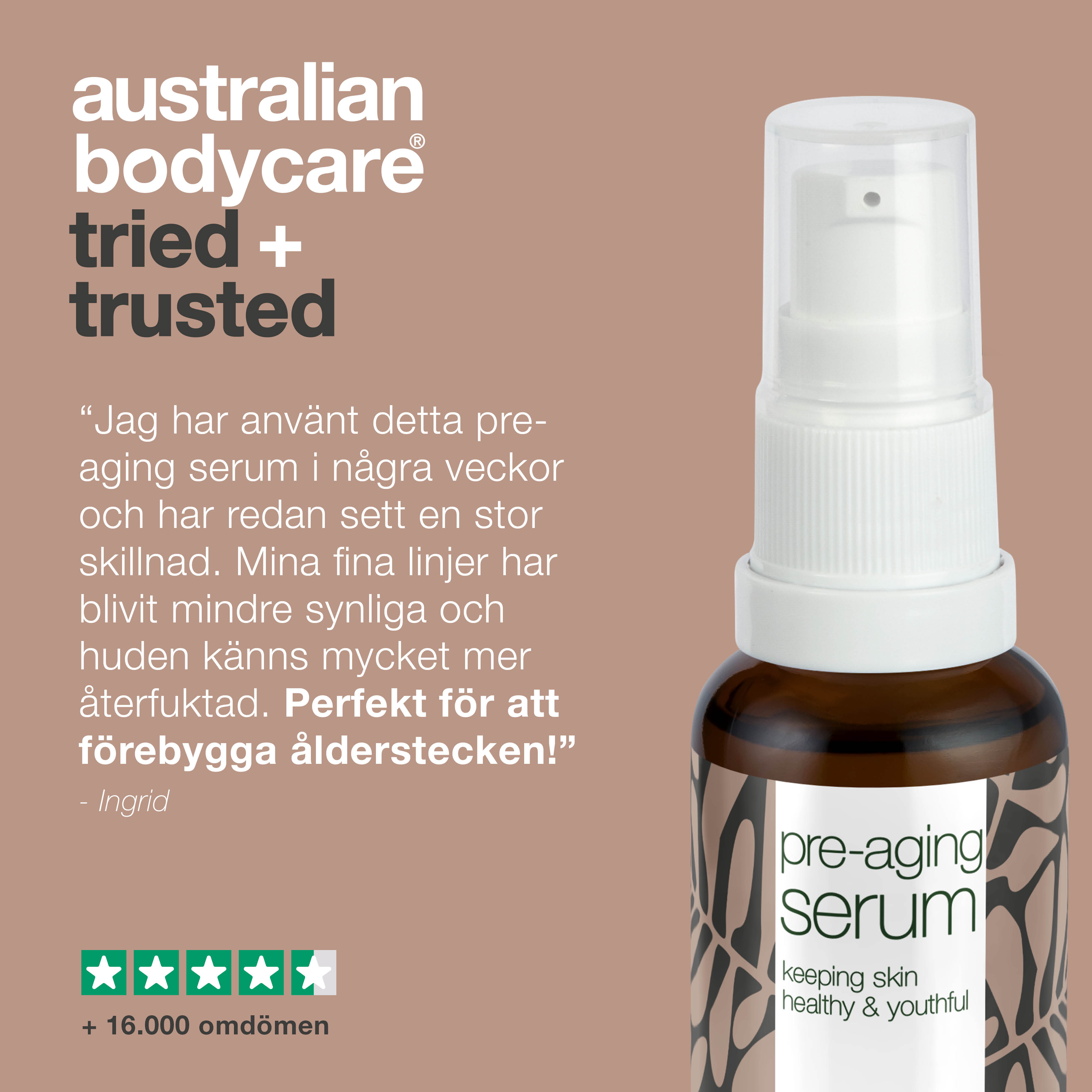 Pre-aging Serum til at forebygge alderstegn — Anti-age serum med Hyaluronsyre, Peptider & Koffein til rynker