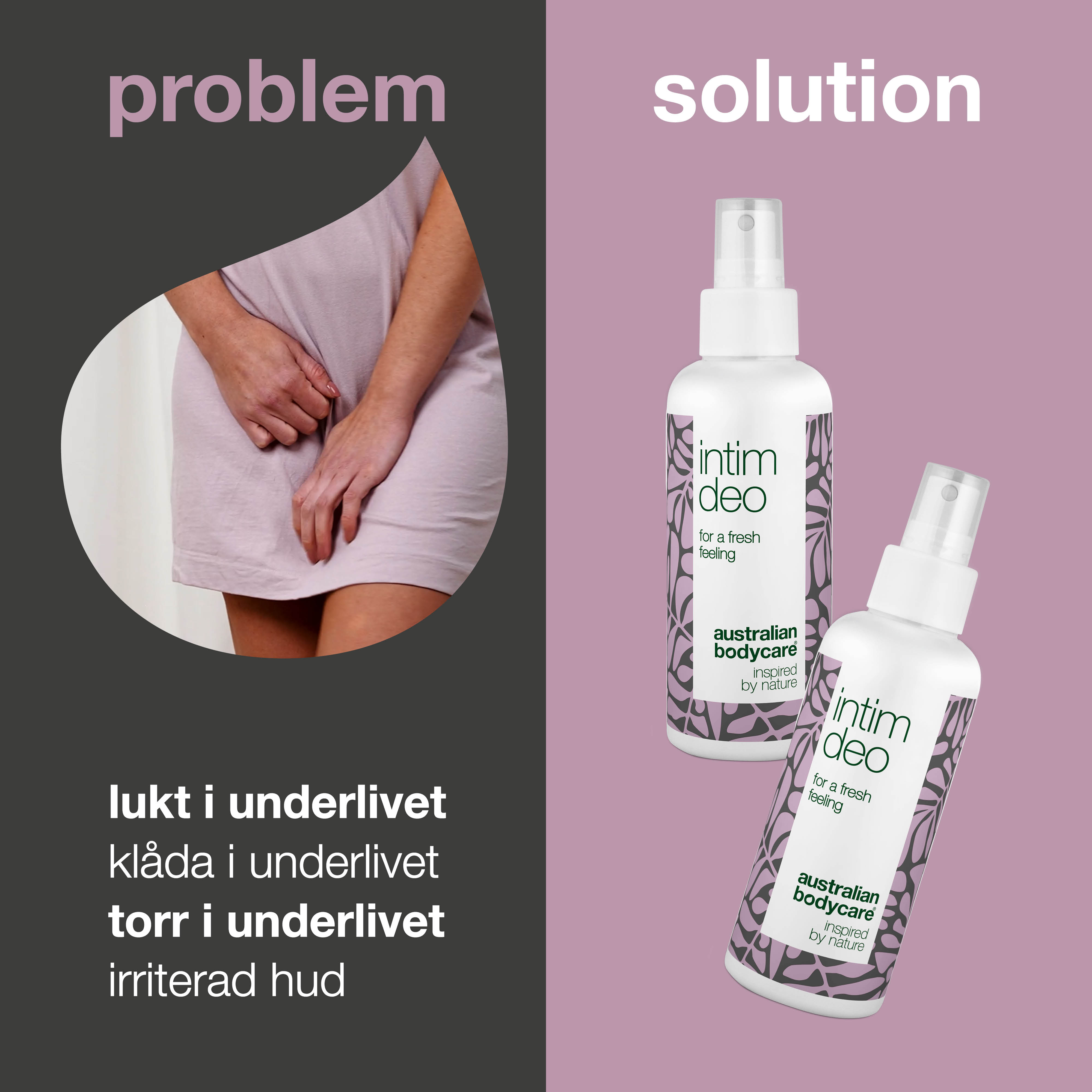 2 stk. Intim Deo mod uønsket lugt — Intim deodorant mod lugt fra underliv og irritation i intimområdet