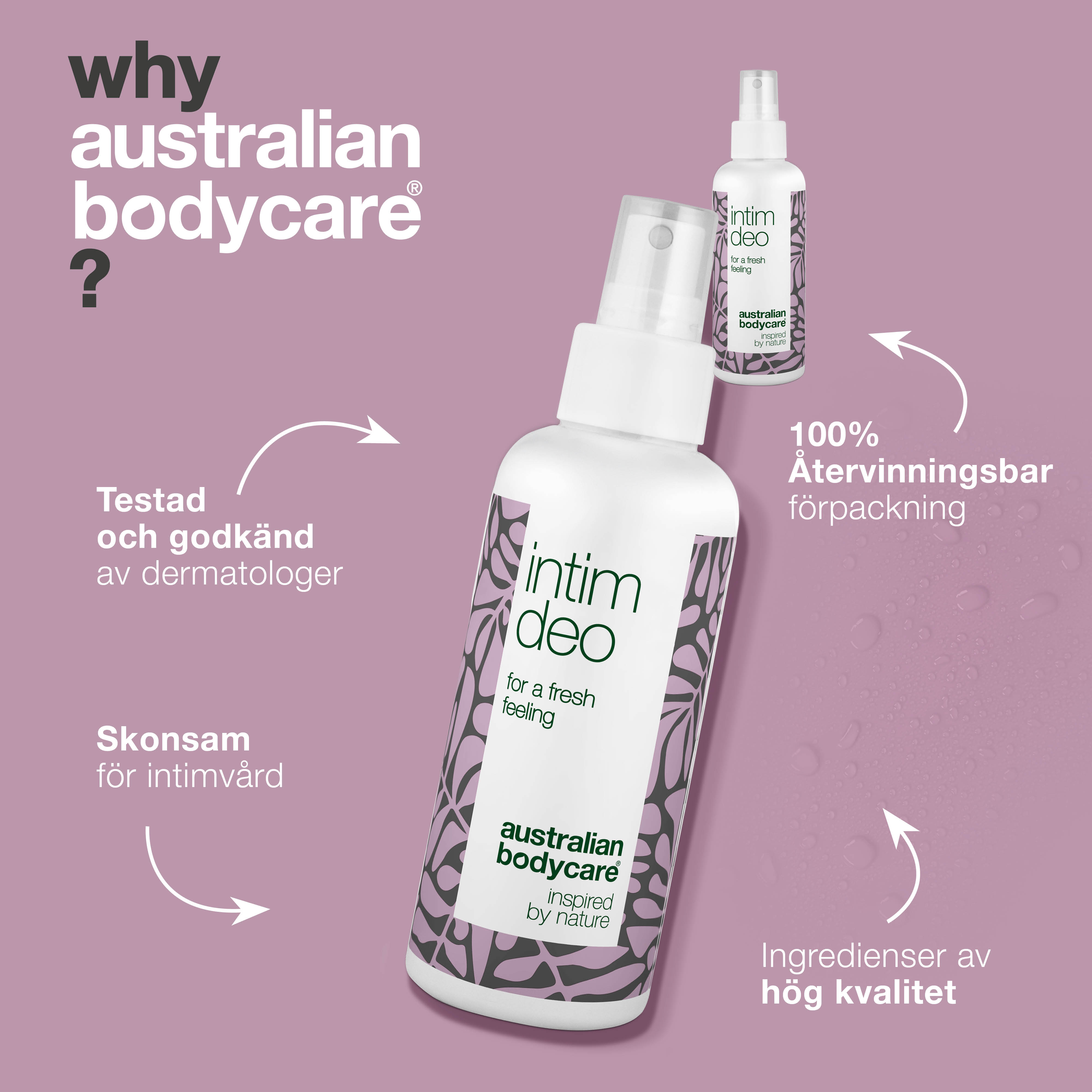 2 stk. Intim Deo mod uønsket lugt — Intim deodorant mod lugt fra underliv og irritation i intimområdet