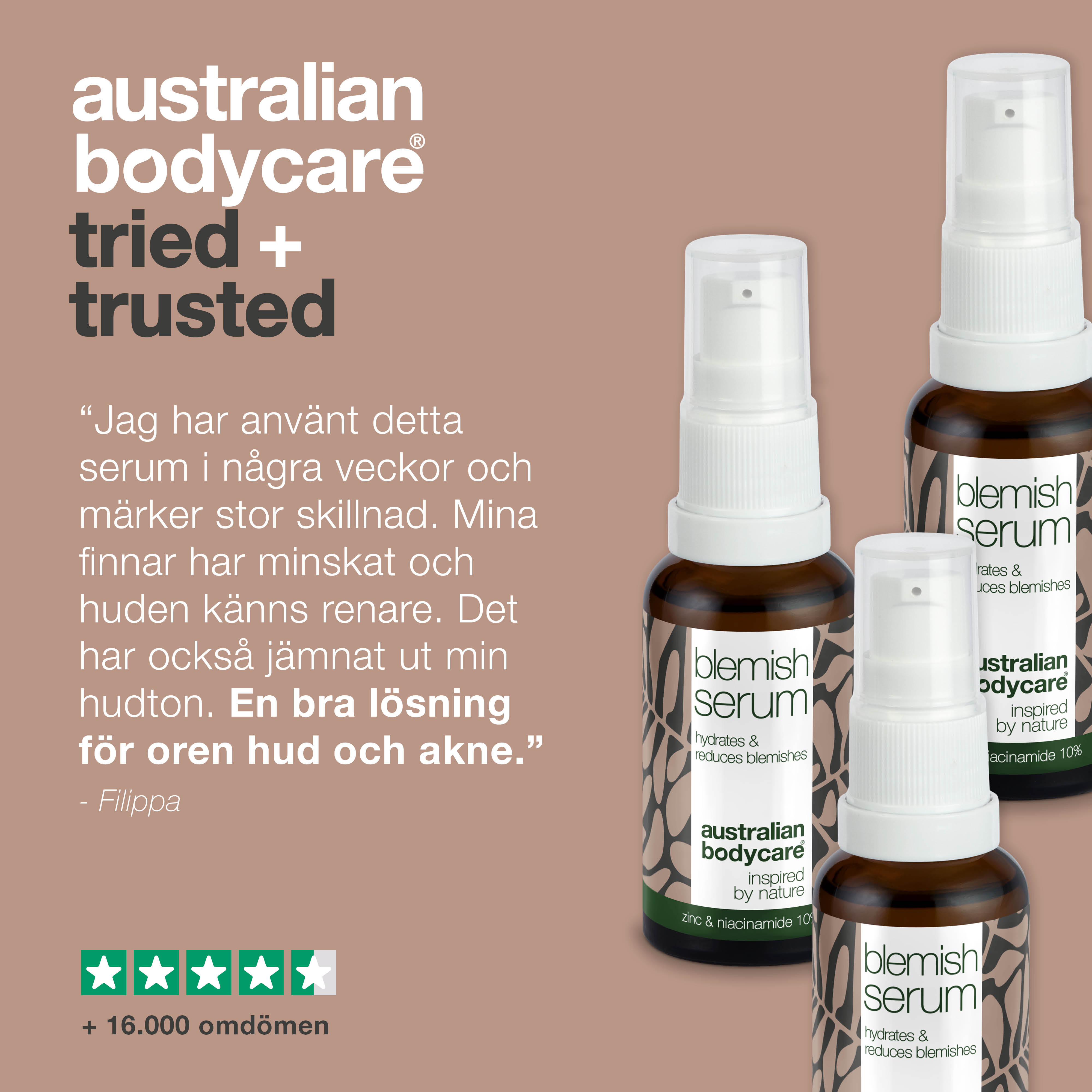 3 stk. Niacinamid Serum til bumser og uren hud — Med Niacinamid 10%, Zink 1% og Tea Tree Oil til uren & fedtet hud