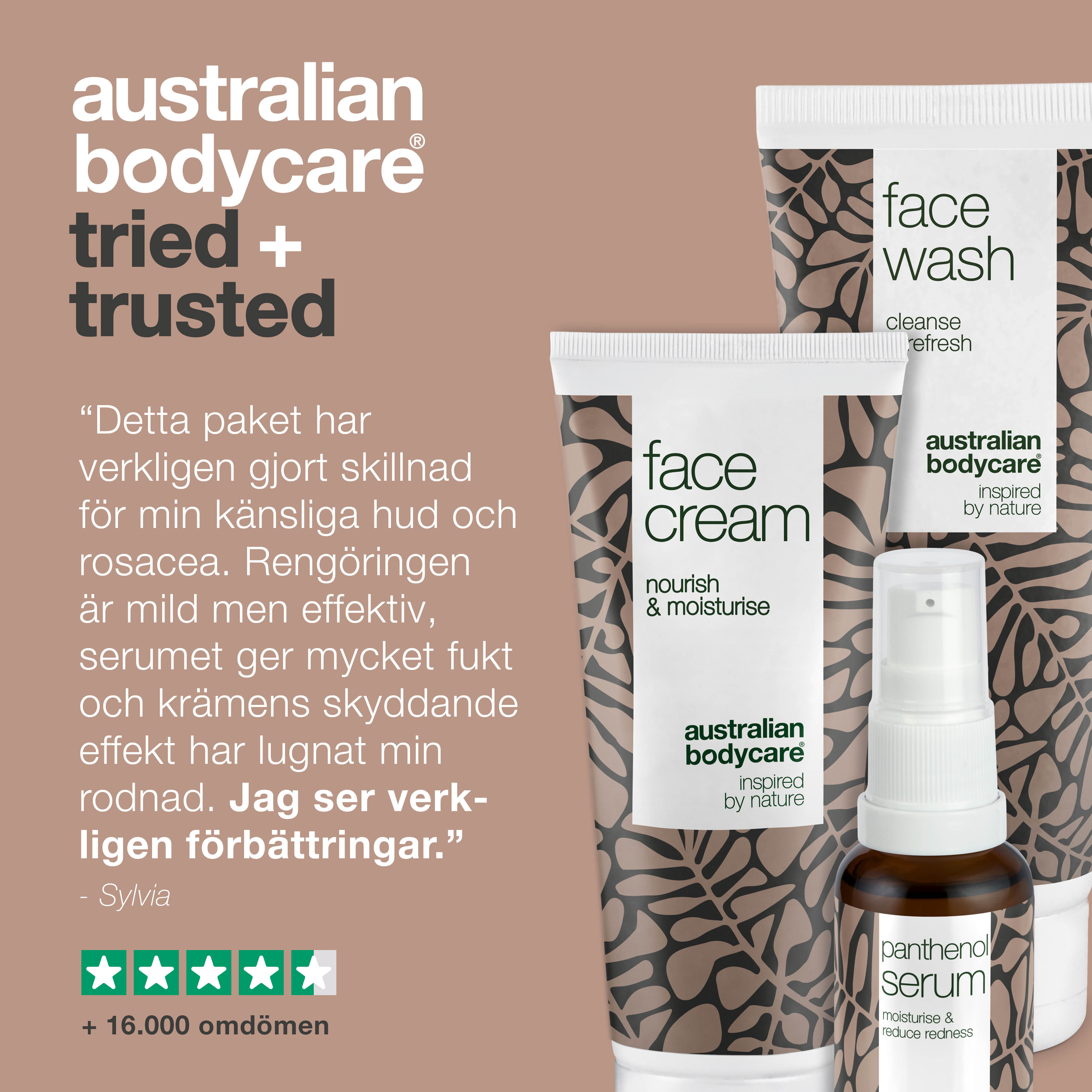 Sæt til pleje af rosacea, rødme & sensitiv hud — 3 beroligende produkter kan bruges ved rosacea: rens, B5 Serum & creme