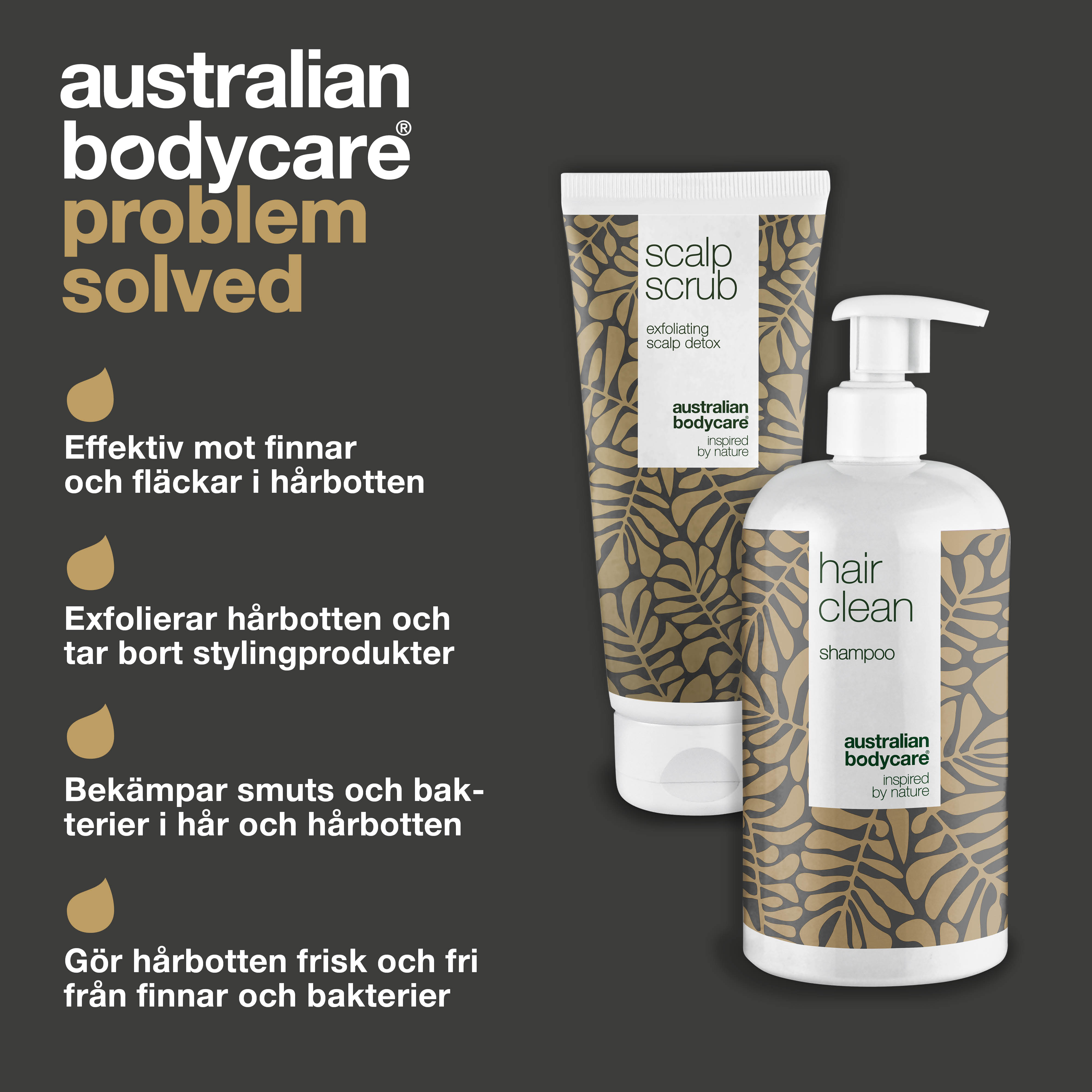 2-pak til bumser i hovedbunden — Hovedbundsscrub og Tea Tree Shampoo til uren hud i hovedbunden