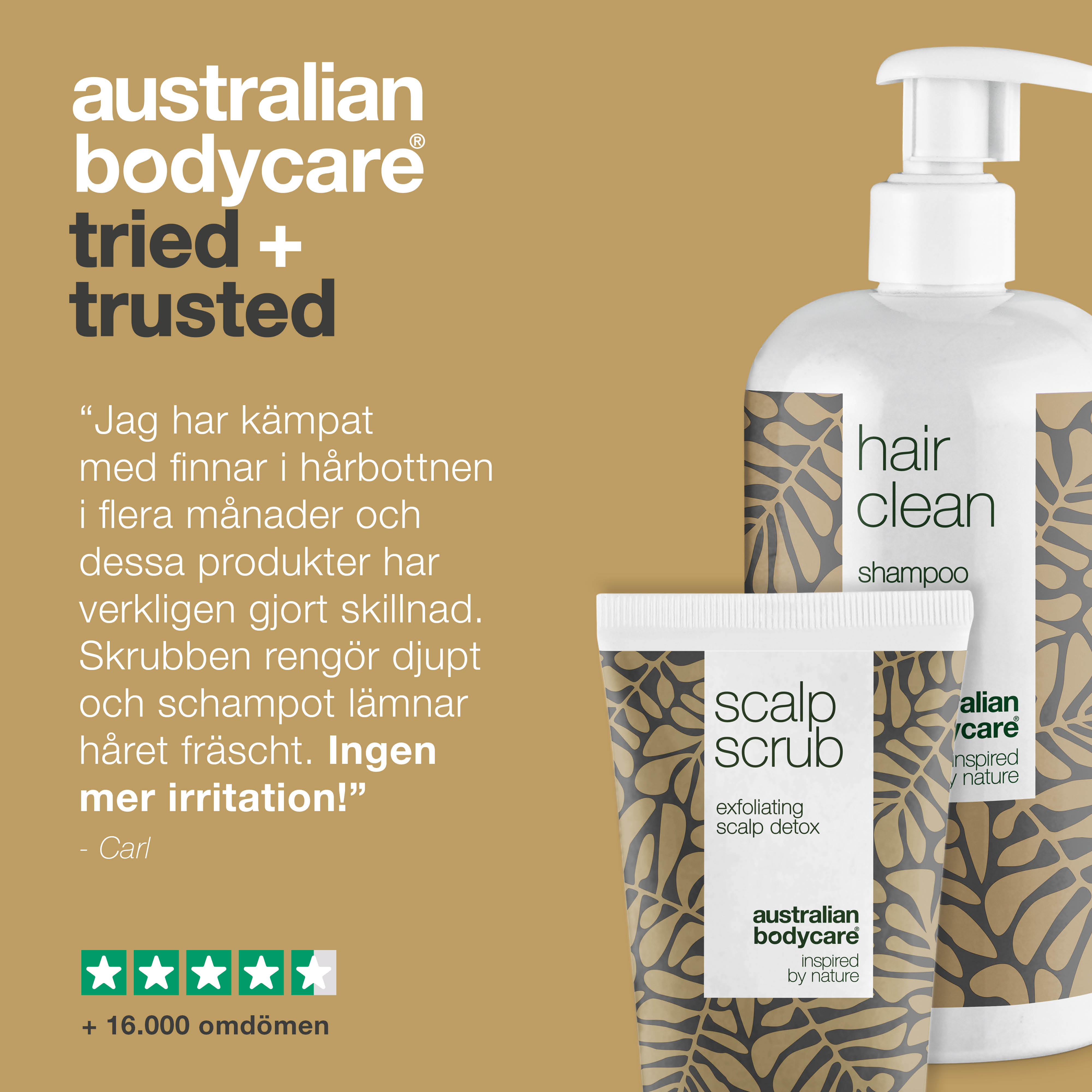 2-pak til bumser i hovedbunden — Hovedbundsscrub og Tea Tree Shampoo til uren hud i hovedbunden