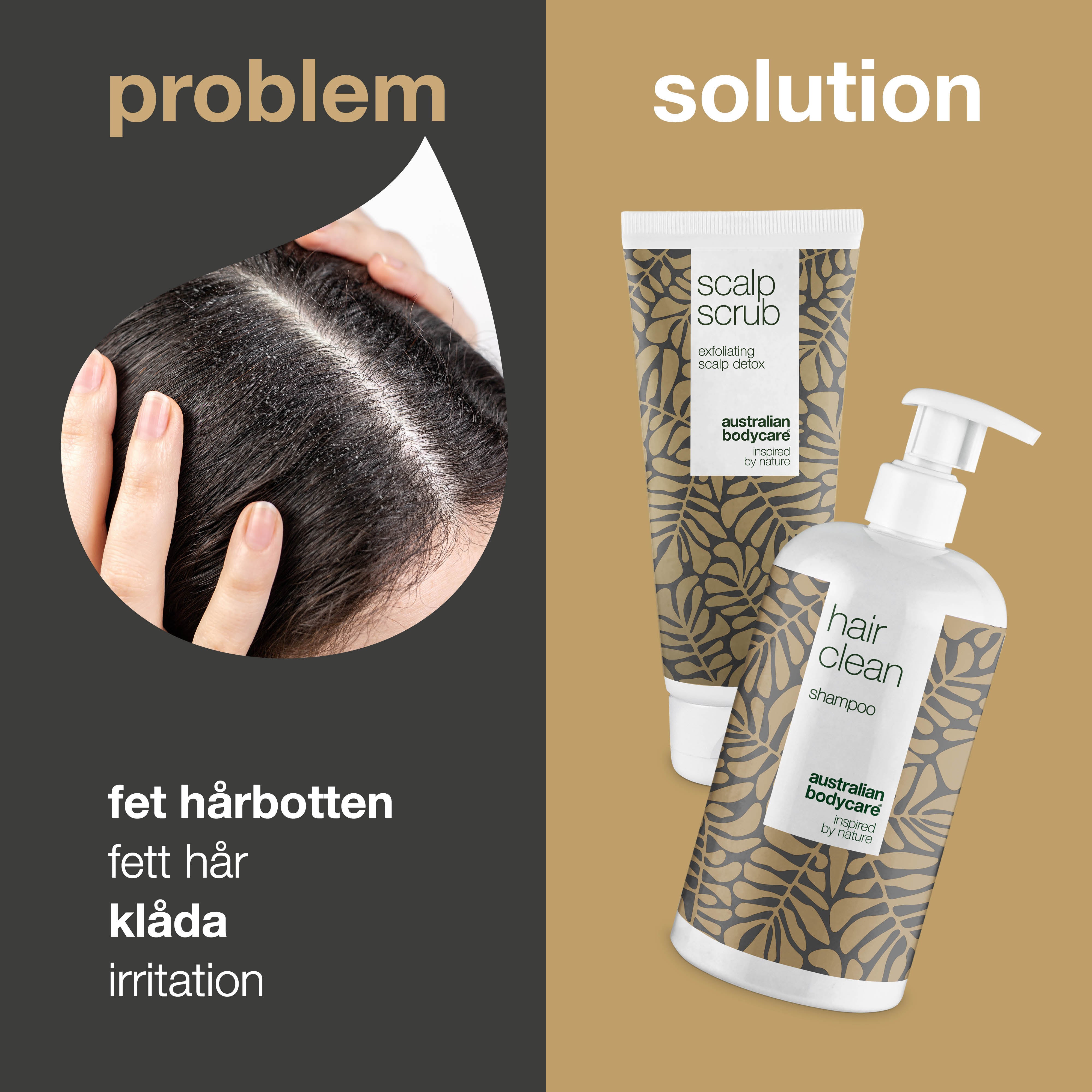 2 produkter för fett hår — Tea Tree Shampoo och skrubb för fet hårbotten och fett hår