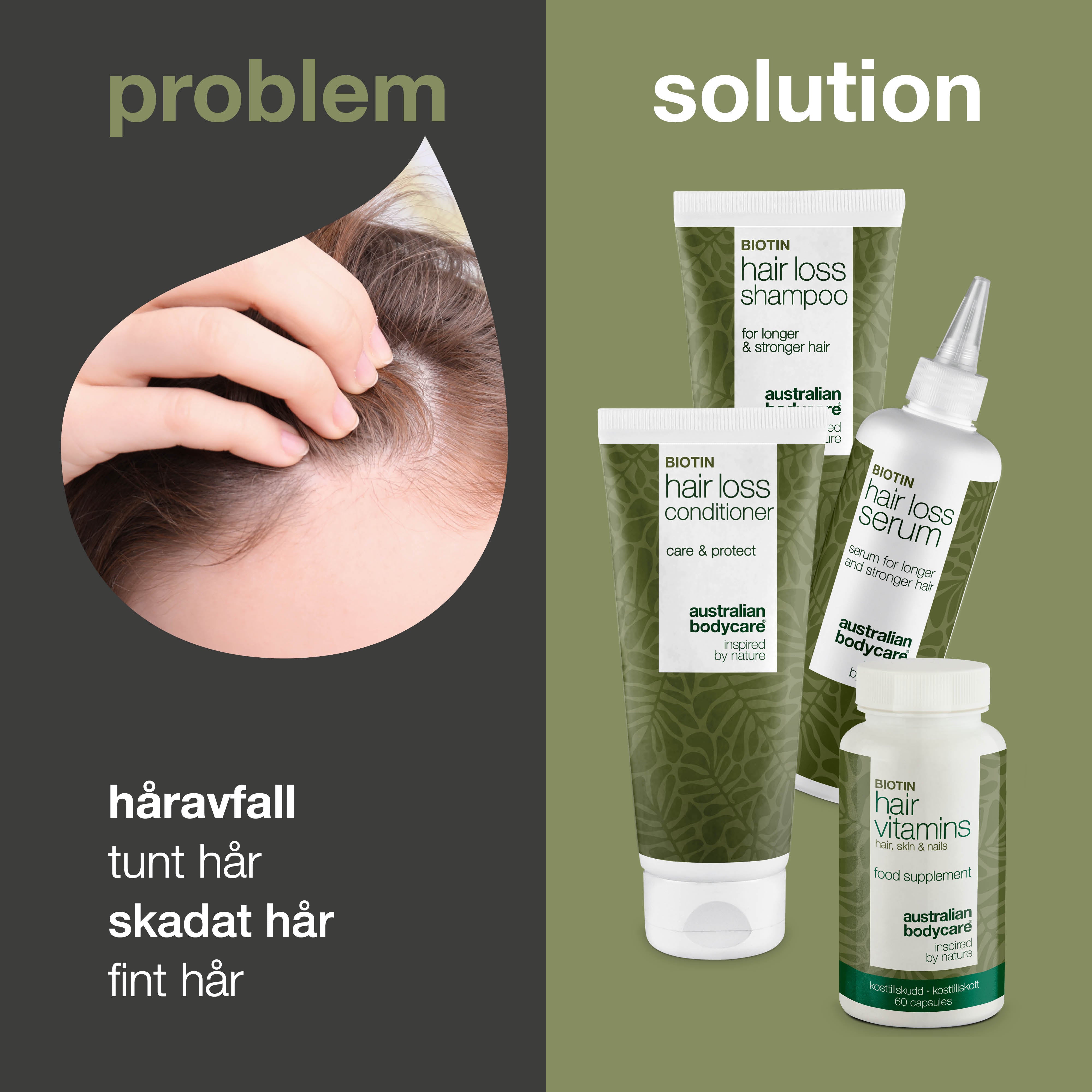 4 produkter mot håravfall och tunnare hår — Produkter mot håravfall med Biotin, Tea Tree Oil och Capilia Longa