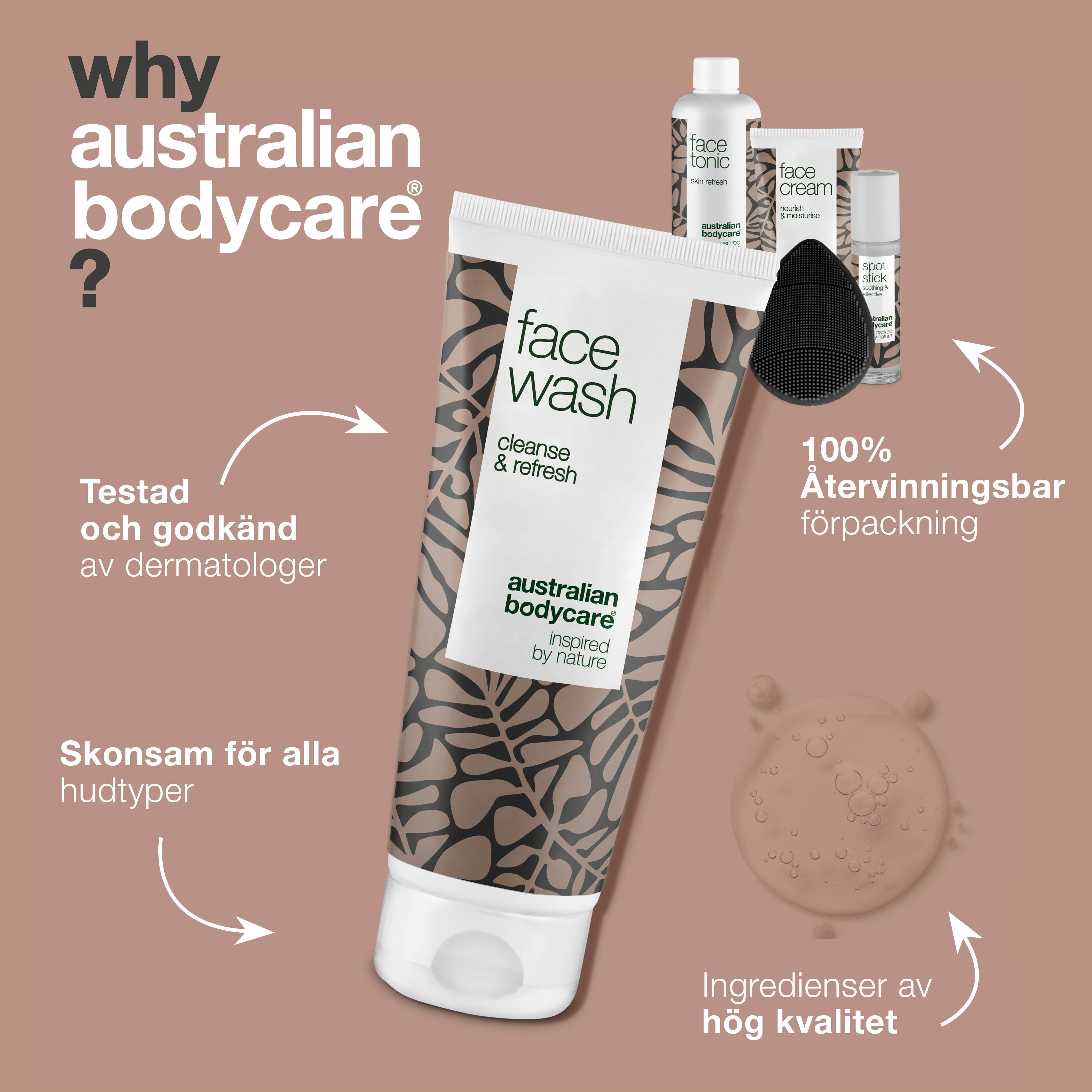 Ansigtspakke med face scrubber — 5-pak til daglig rens af uren hud med bumser