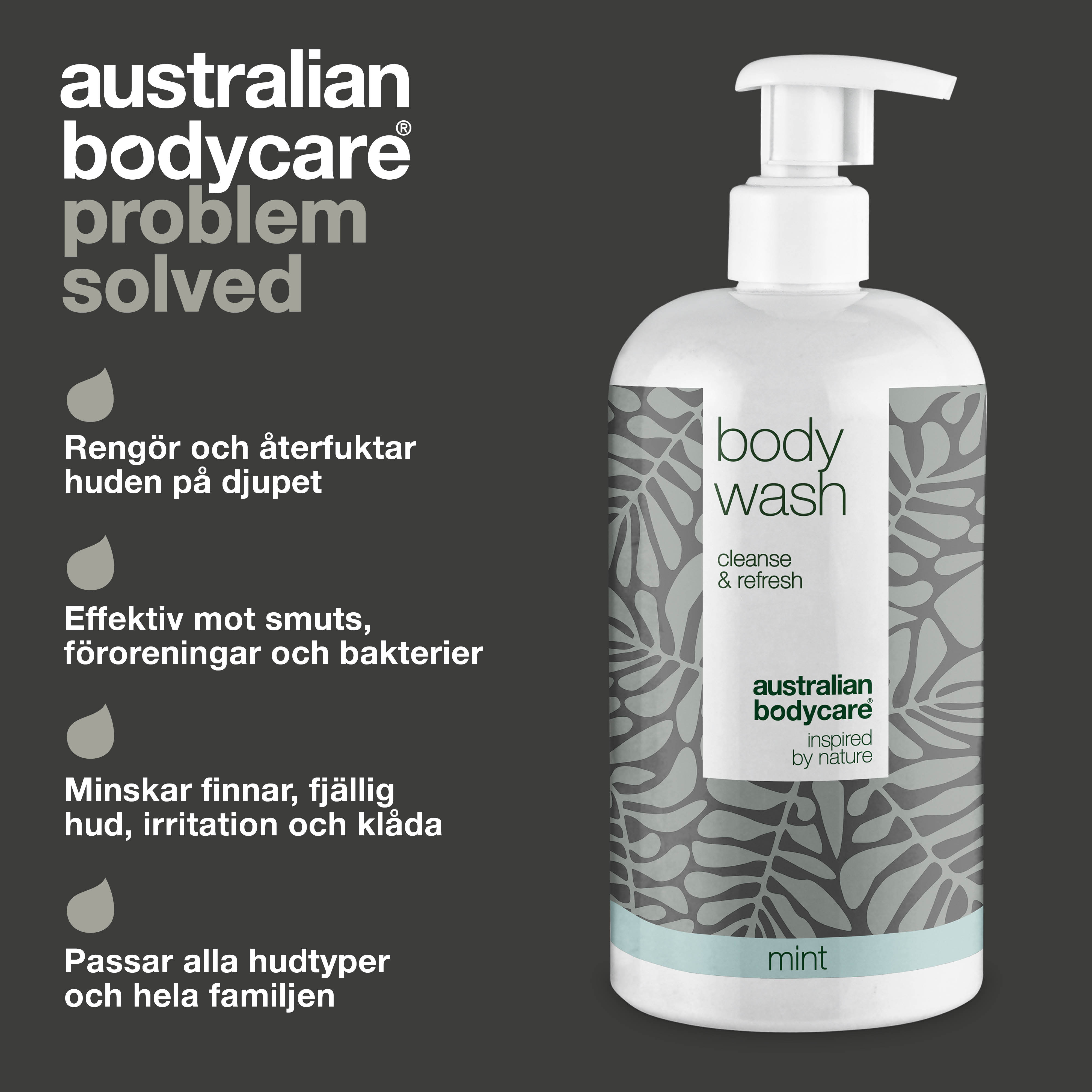 4 för 3 tea tree Body Wash 500 ml med Mint - paketerbjudande — Paketerbjudande med fyra Body Wash (500 ml): Tea tree oil Mint