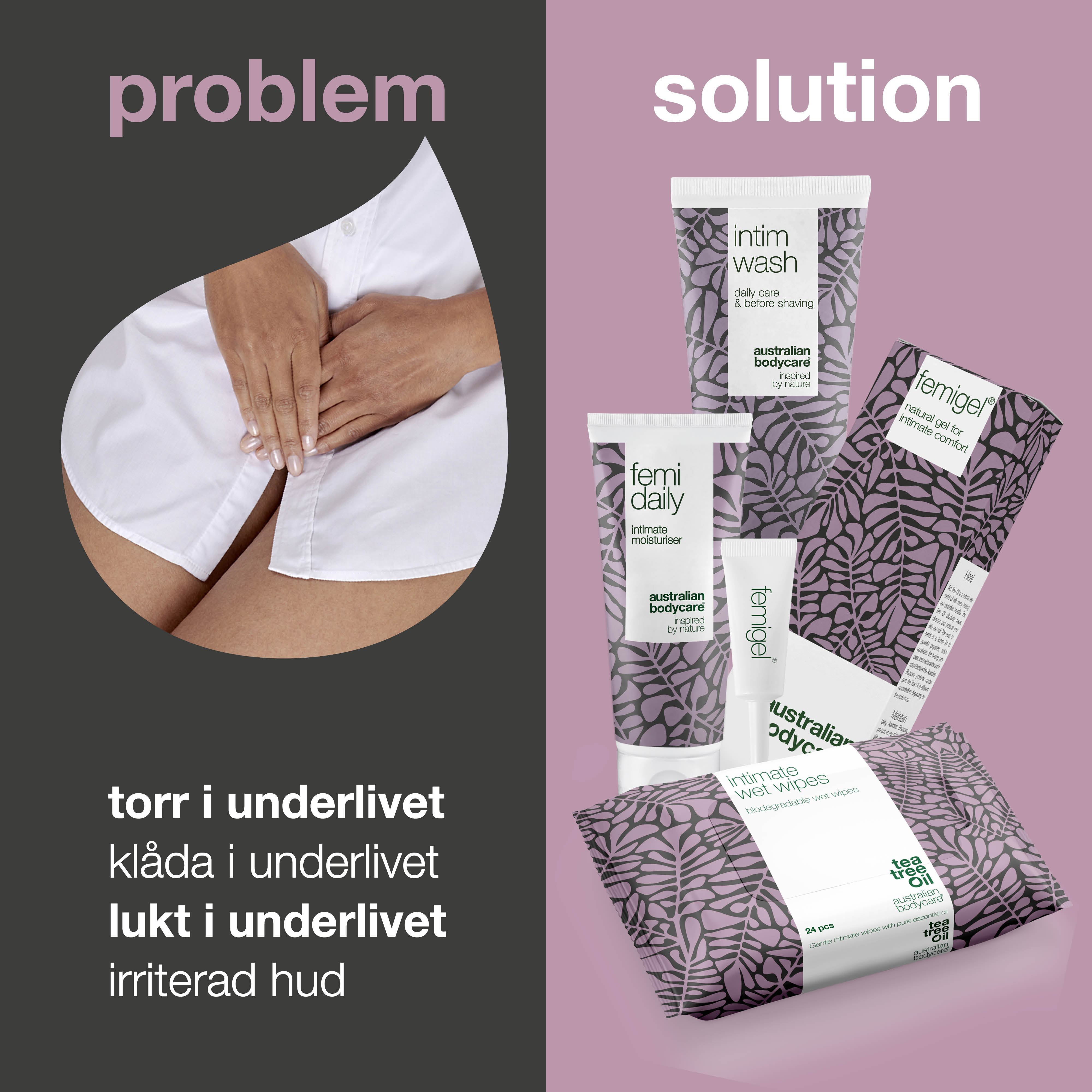 4 produkter mod intimt ubehag — Reducerer og forebygger kløe, tørhed, svie og lugt