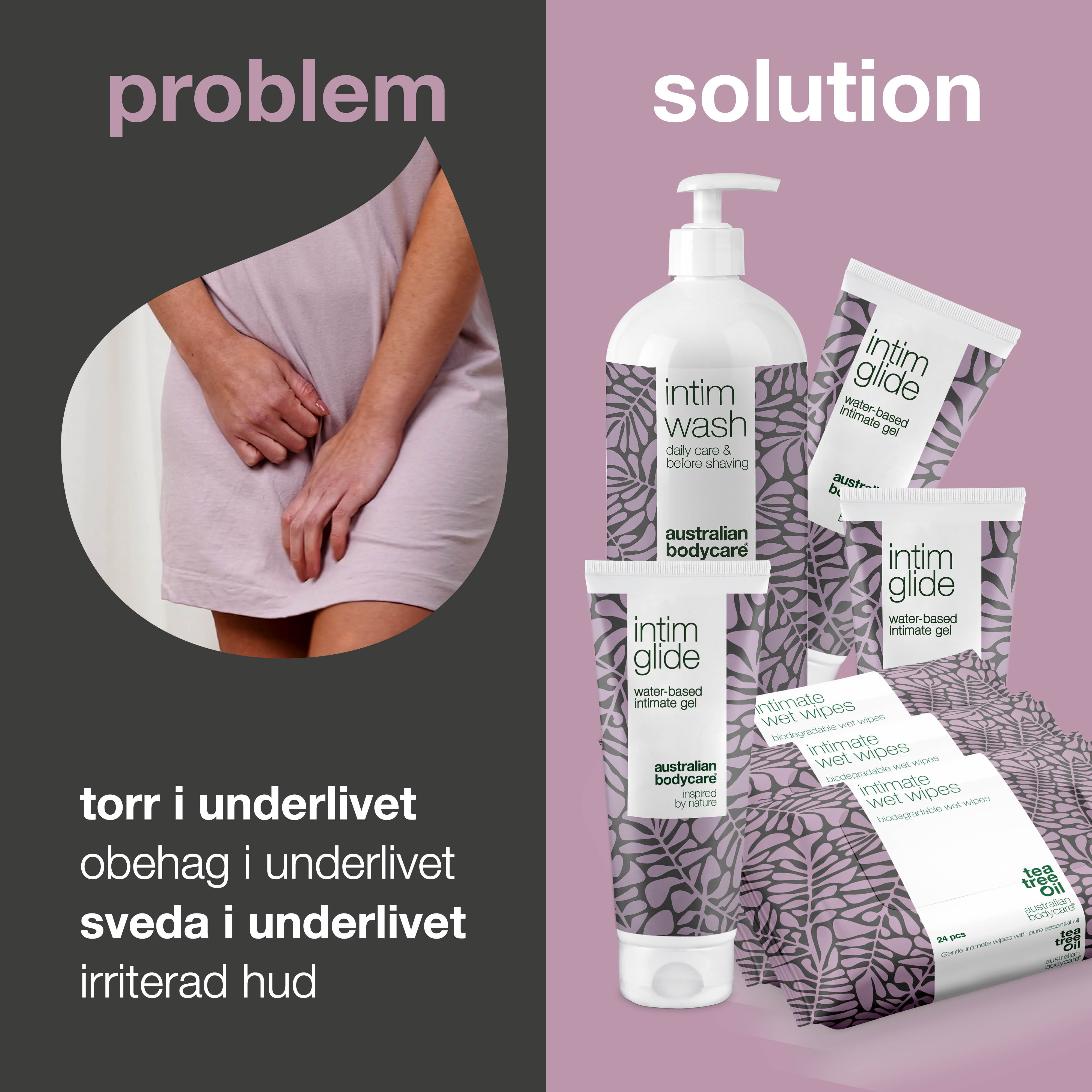Pakke til pleje før, under og efter sex — Intimprodukter til pleje ved intim irritation i forbindelse med sex