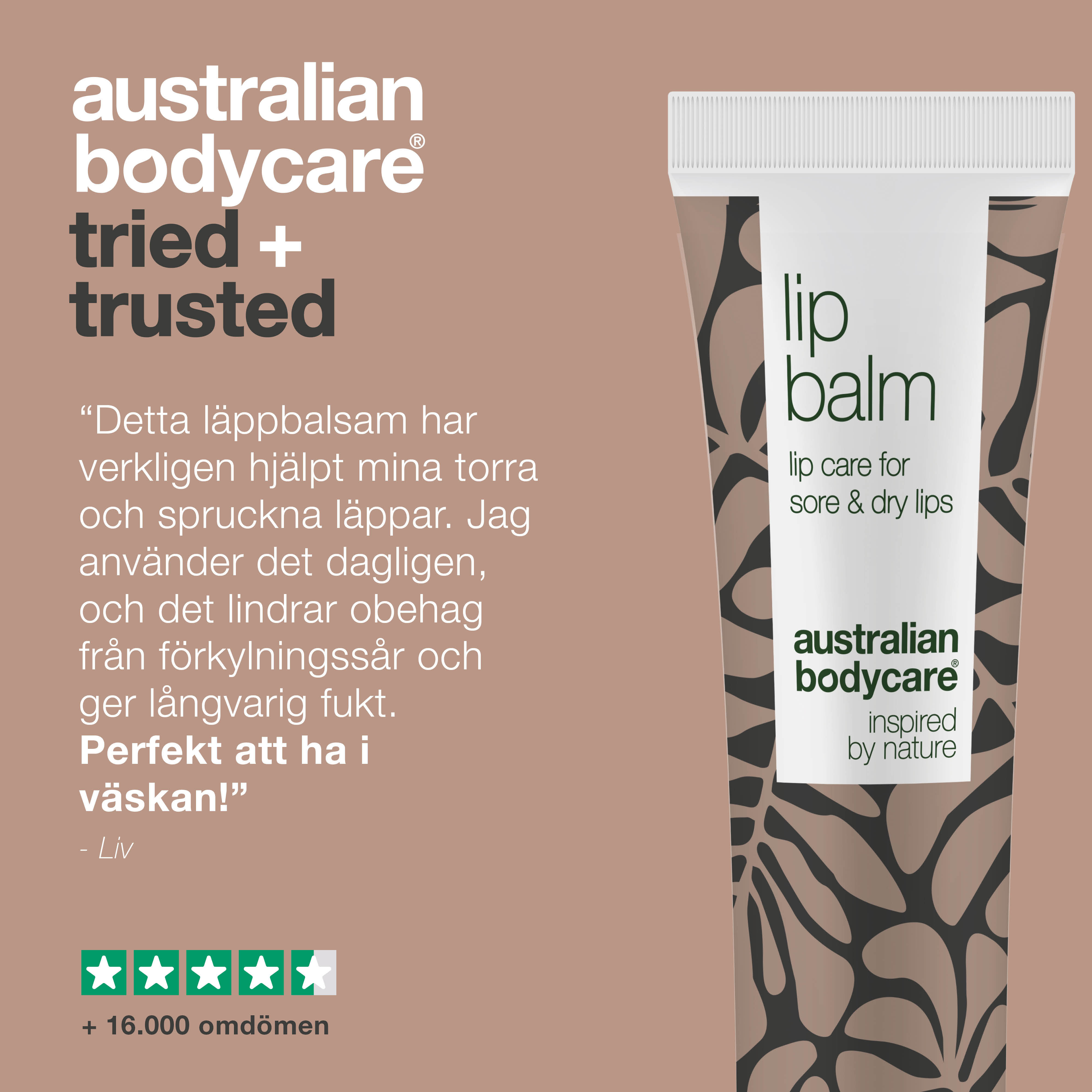 Læbepomade til pleje af tørre læber — Lip balm med Tea Tree Oil til tørre læber og pleje ved forkølelsessår