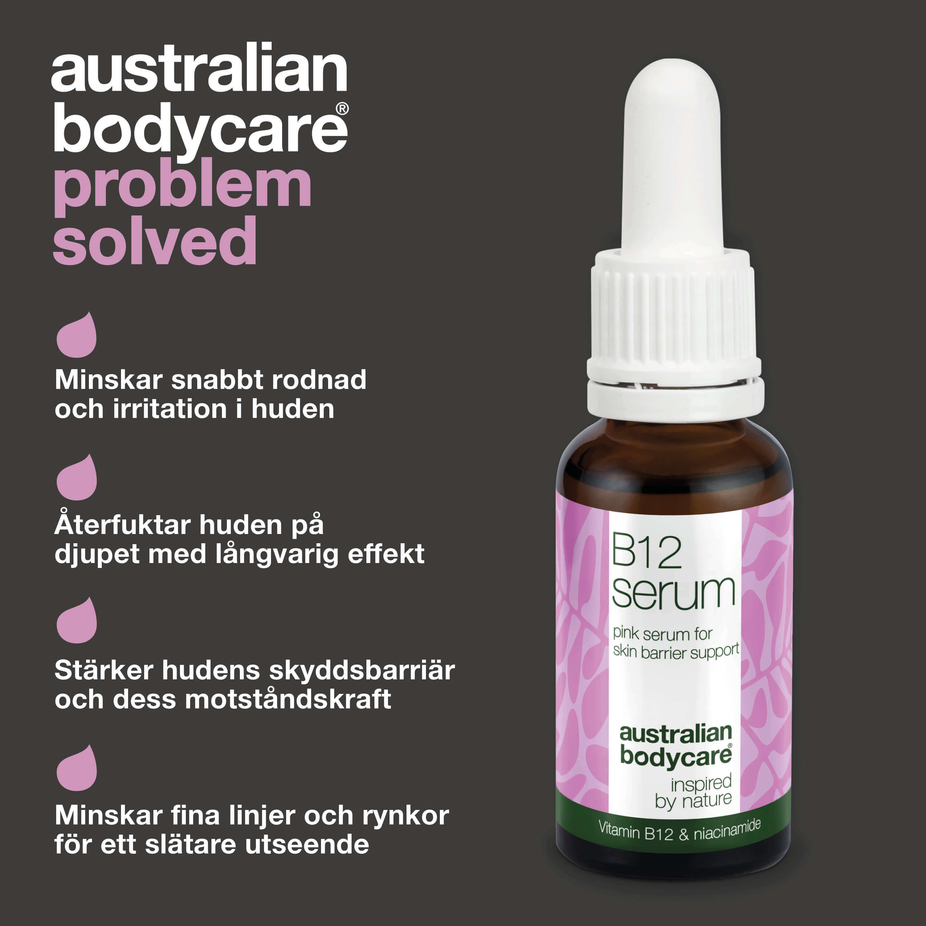 B12 Pink Serum – Minska rodnad och stärk hudbarriären — B12 Serum minskar rodnad och stärker hudens barriär. Perfekt för torr & känslig hud. Upplev en frisk & strålande hy med naturliga ingredienser.