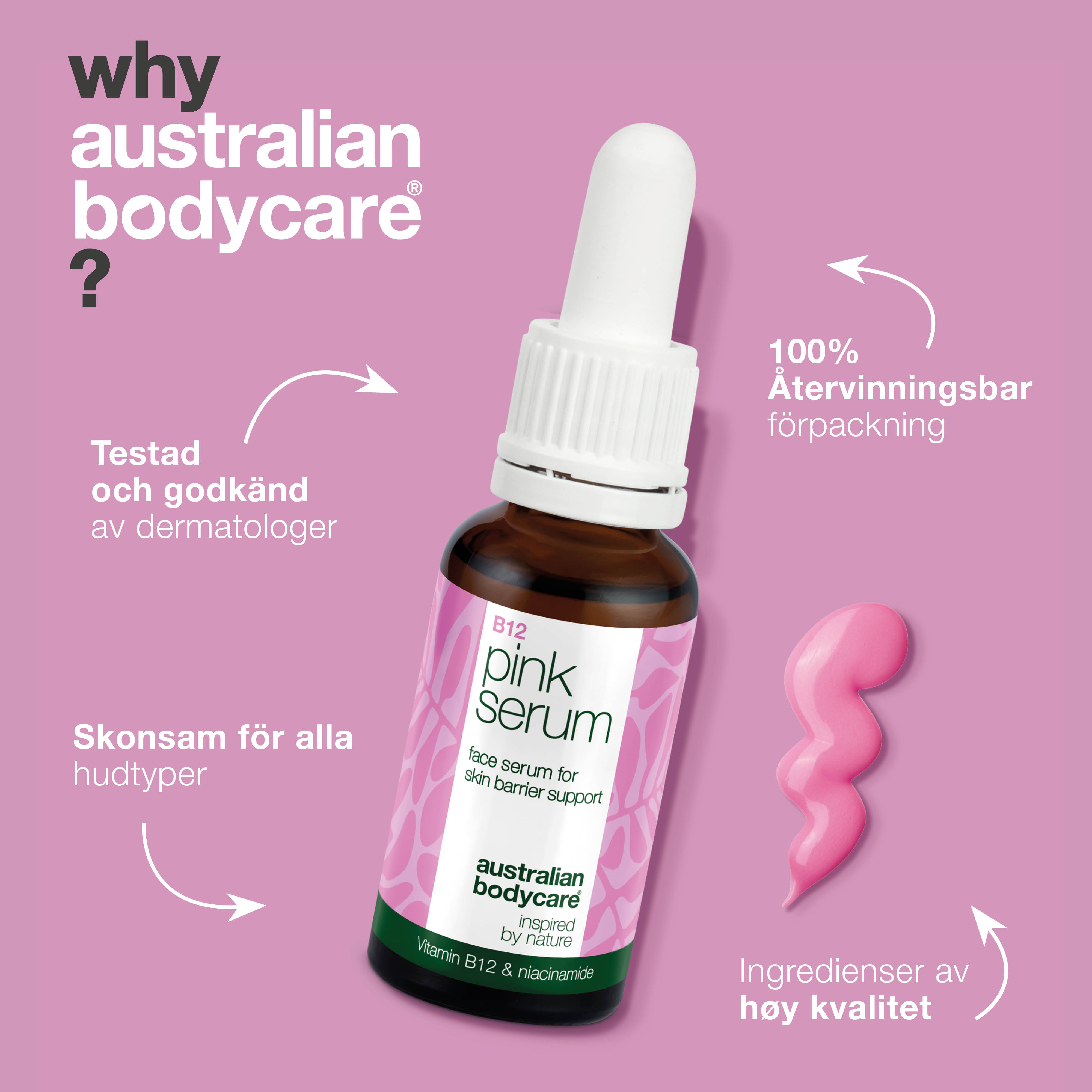 Vitamin B12 Pink Serum – Reducerer rødme og giver sund glød — B12 Pink Serum styrker hudbarrieren, reducerer rødme og aldringstegn. For en blød og strålende hud.