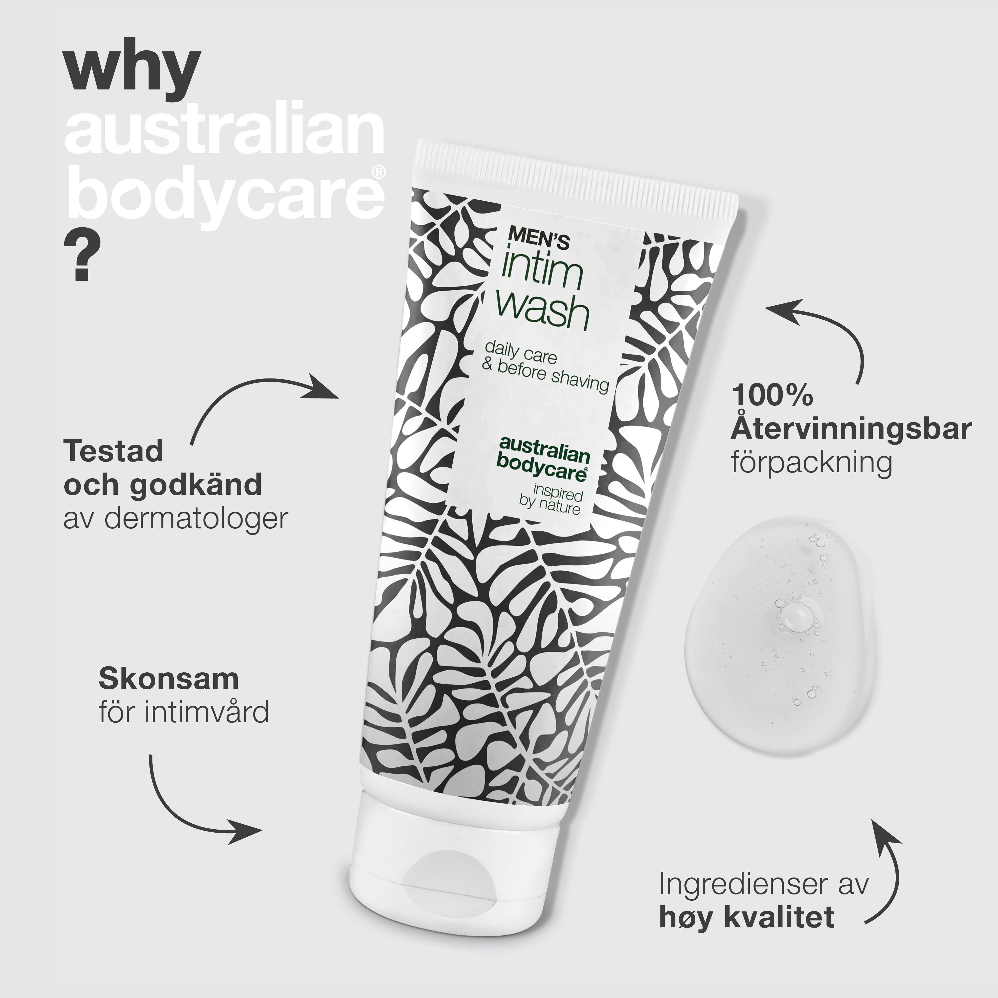 Intimsæbe mænd – Skånsom pleje til daglig intimhygiejne — Effektiv intimsæbe til mænd. Hjælper mod irritation og ubehag i skridtet. Naturlige ingredienser for en sund og velplejet hud.