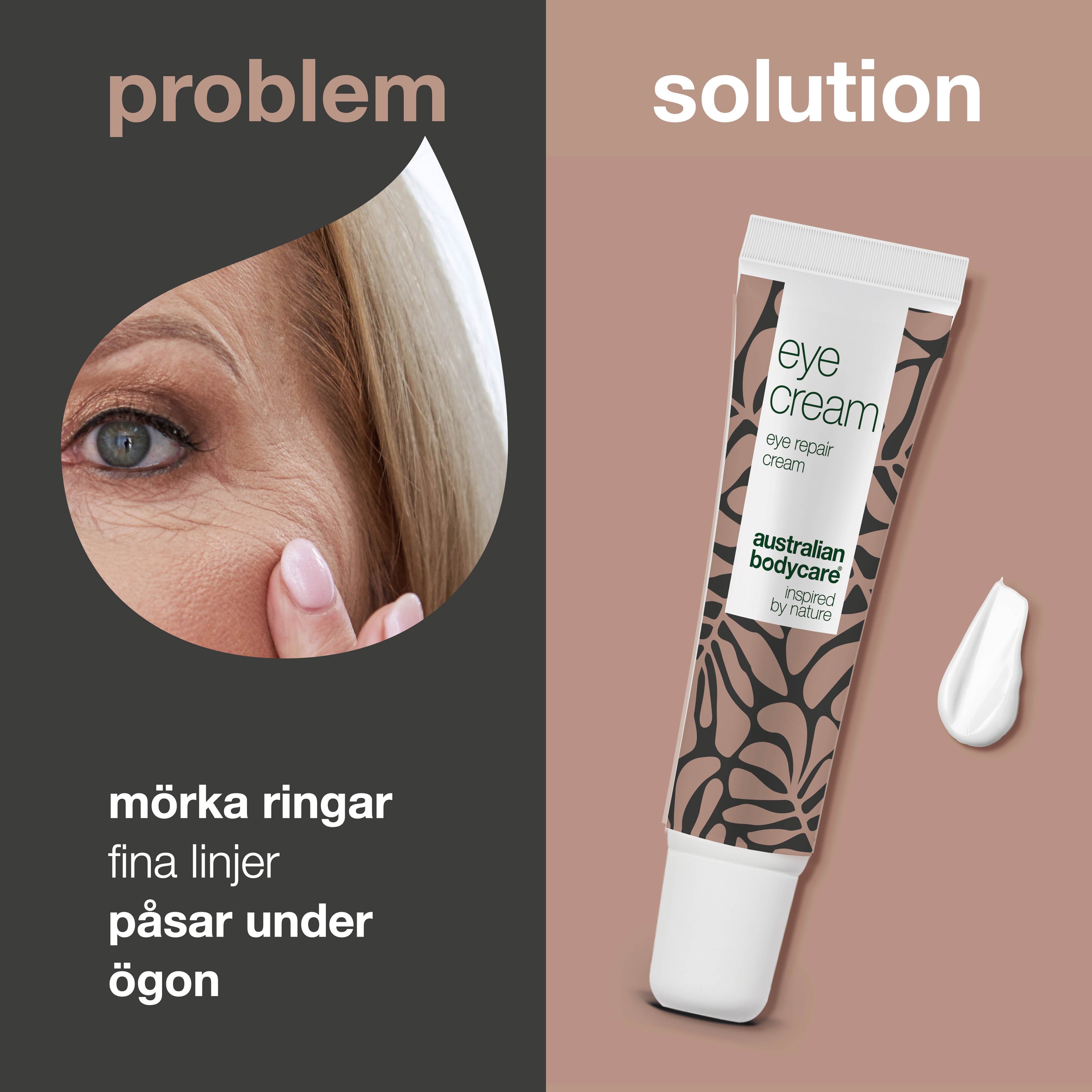 Ögonkräm för mörka ringar, svullnad och fina linjer — Effektiv ögonkräm som reducerar mörka ringar och svullnad. Återfuktar och stärker huden för ett fräscht och ungdomligt utseende.