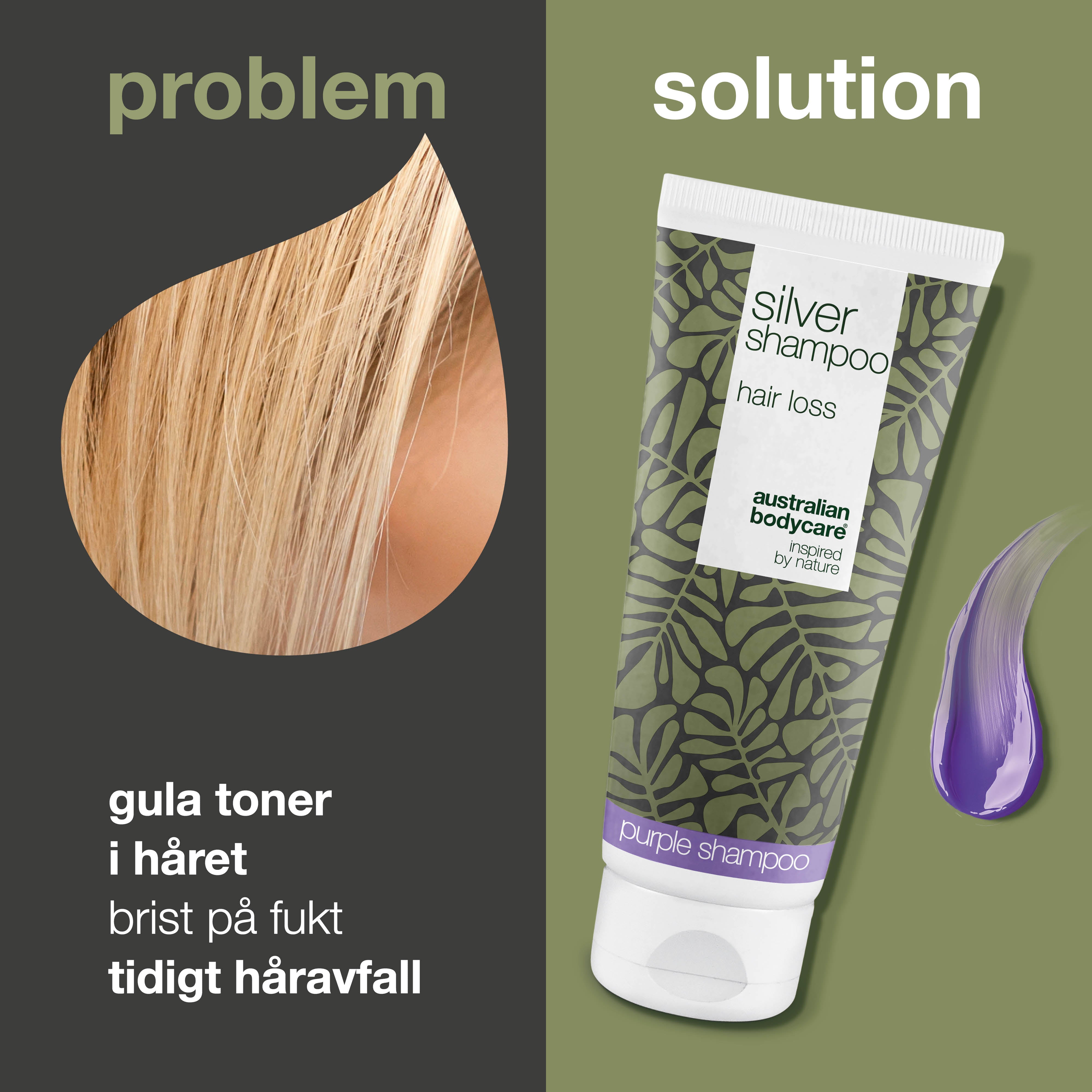 Få strålande blont eller grått hår med Silver Shampoo. Tar bort gula toner, vårdar hårbotten och stödjer starkare och friskare hårväxt.