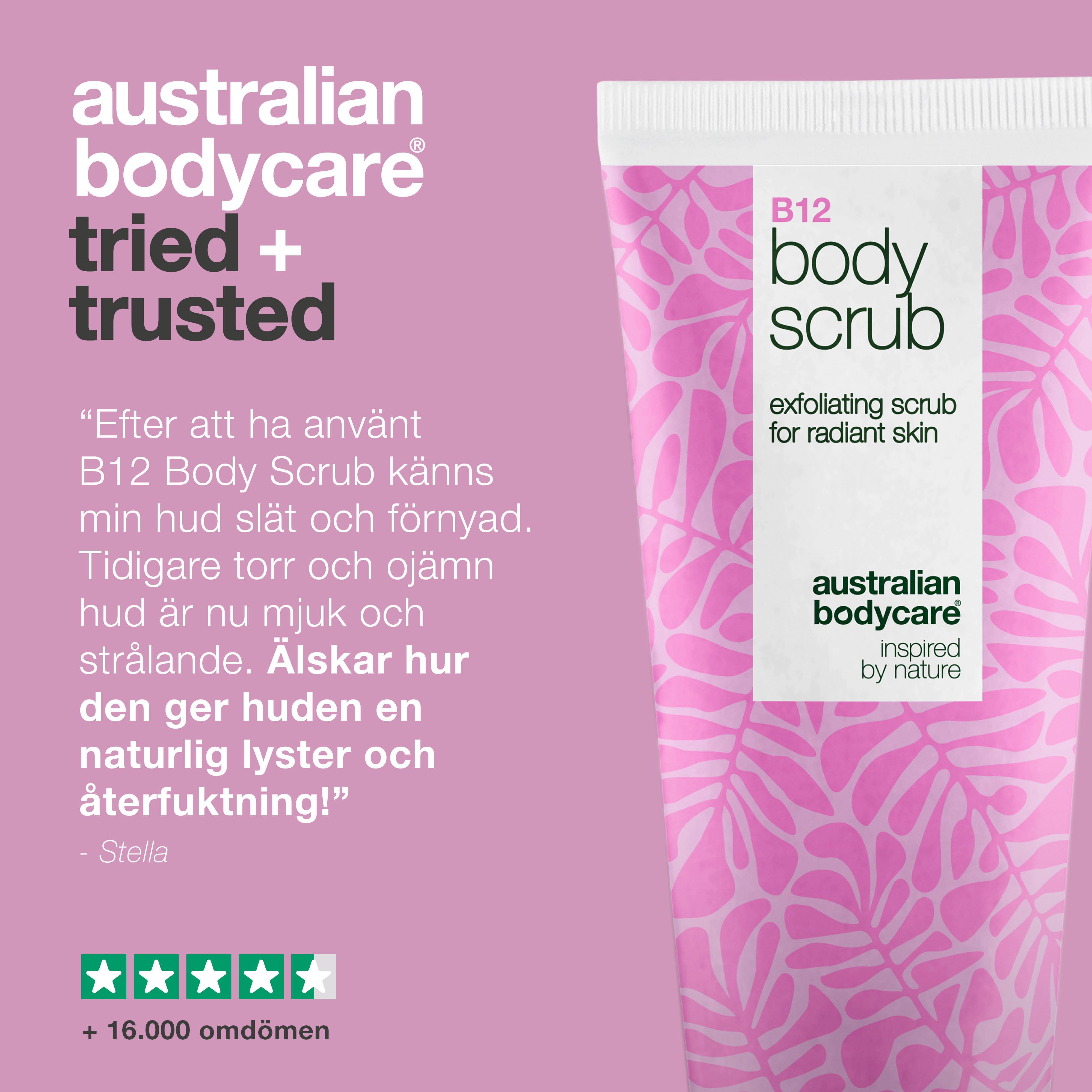 B12 Body Scrub – Eksfoliér og fugt for en blød, strålende hud — Få en fornyet hud med B12 Body Scrub. Eksfolierer og fugter, så huden efterlades blød, glat og strålende.