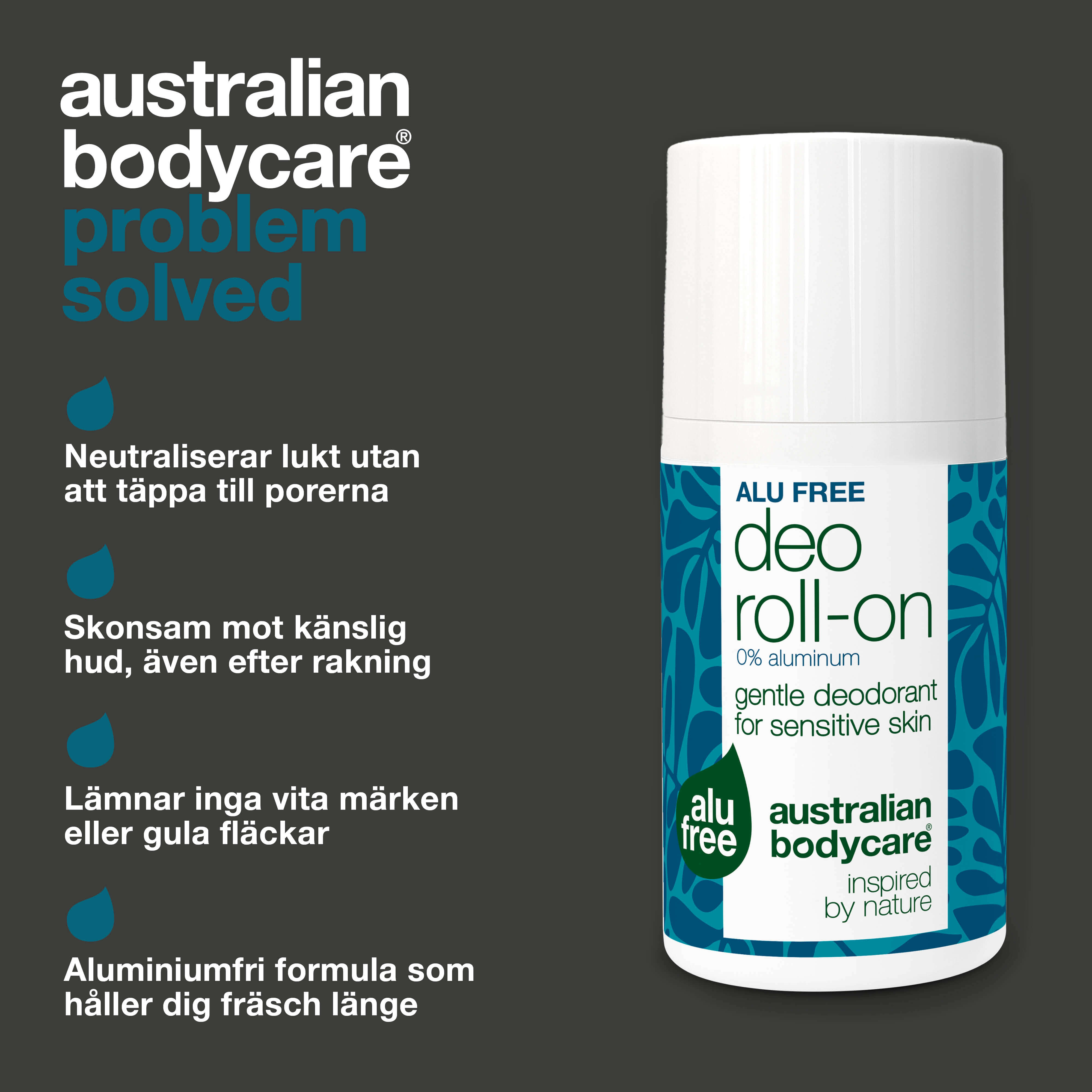 Naturlig deodorant utan aluminium som minskar svettlukt, fukt och rodnad. Innehåller 4-terpineol, octenidin, mjölksyra och glycerin.