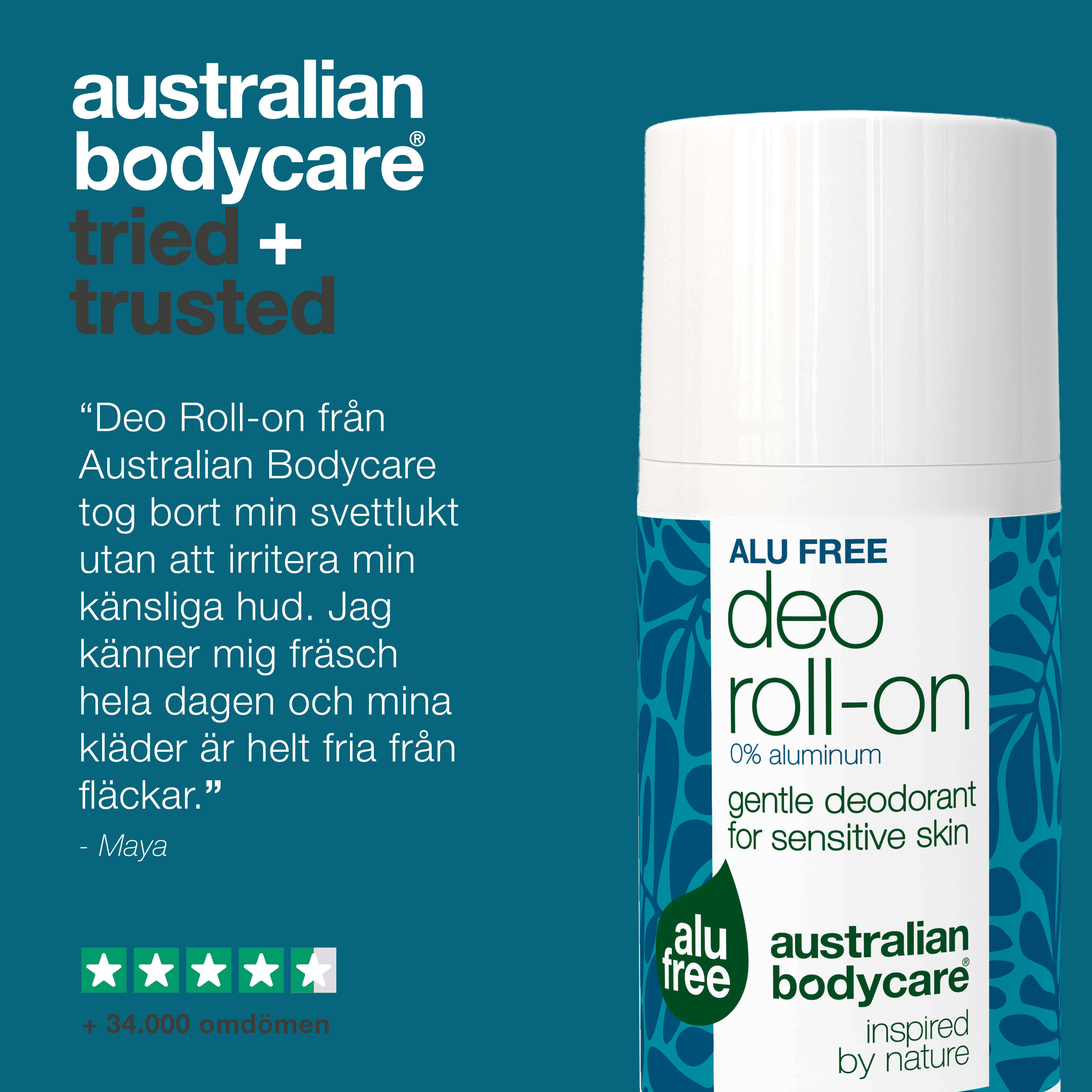 Naturlig deodorant utan aluminium som minskar svettlukt, fukt och rodnad. Innehåller 4-terpineol, octenidin, mjölksyra och glycerin.