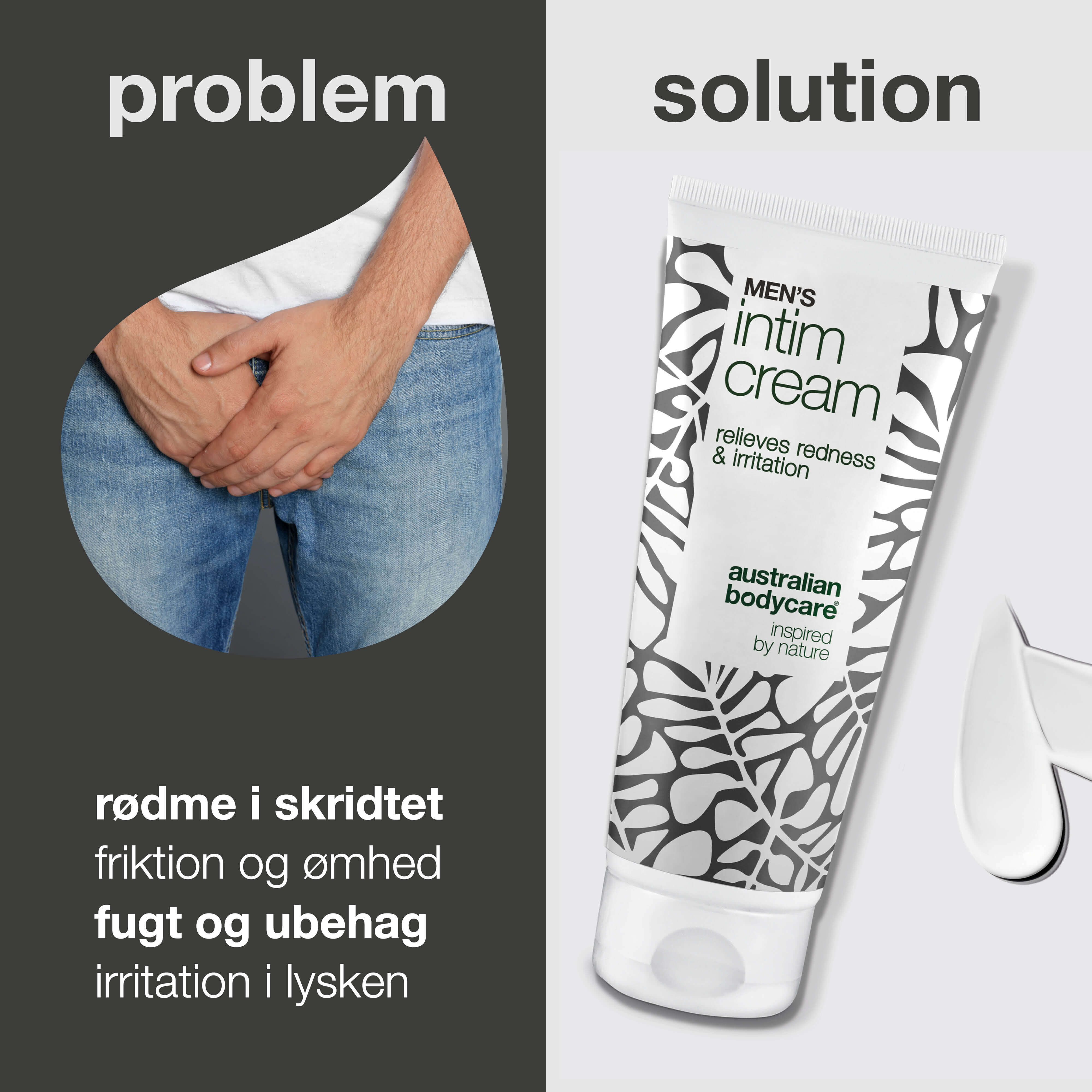 Intimkräm för män – lindrar klåda och friktion — Intimkräm för män skyddar mot rodnad och irritation. Innehåller sheasmör, bivax och zink för optimal hudvård och skydd.