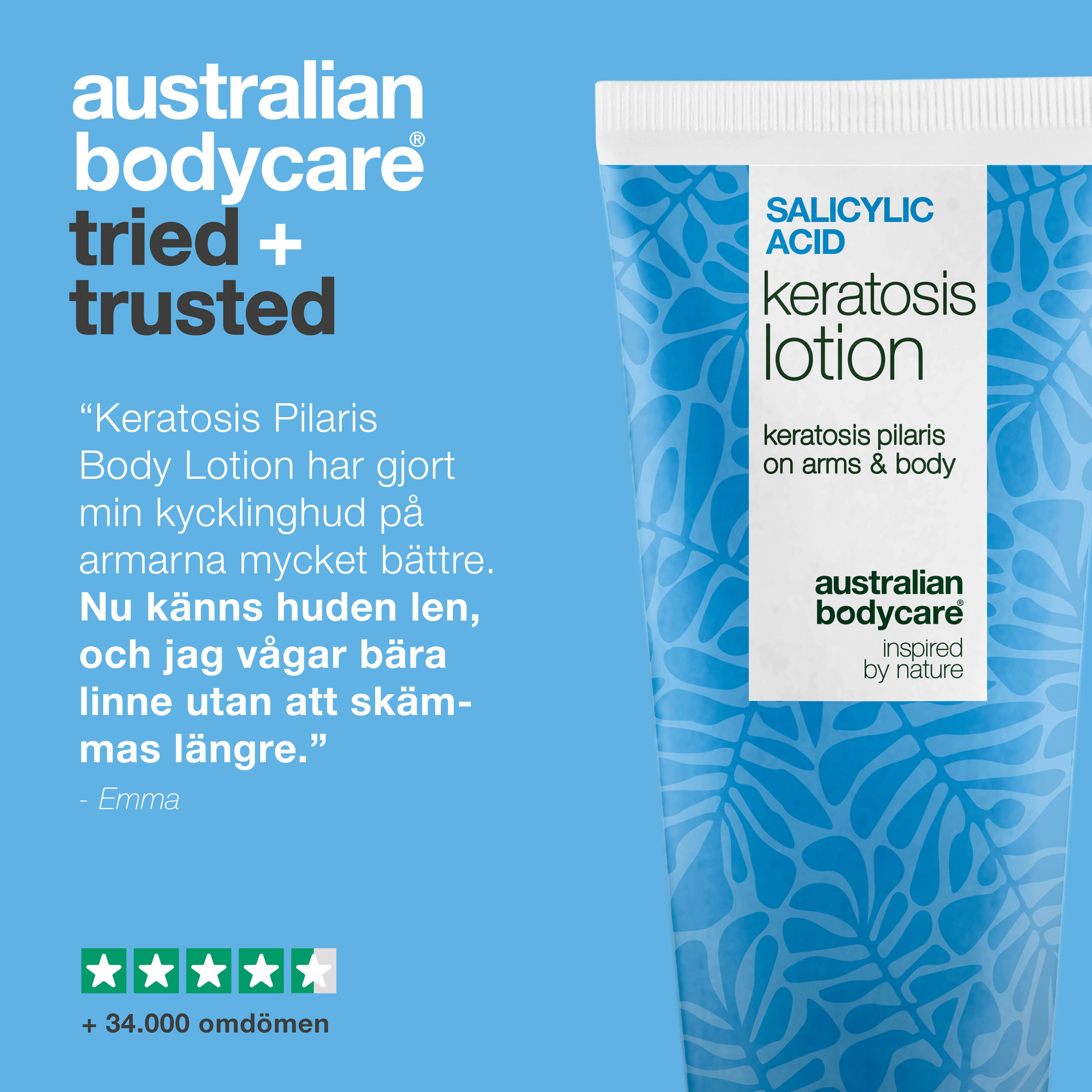 Body lotion mot keratosis pilaris och torr, knottrig hud — Body lotion mot keratosis pilaris. Jämnar ut med salicylsyra, niacinamid och zink. Perfekt för torr och ojämn hud.