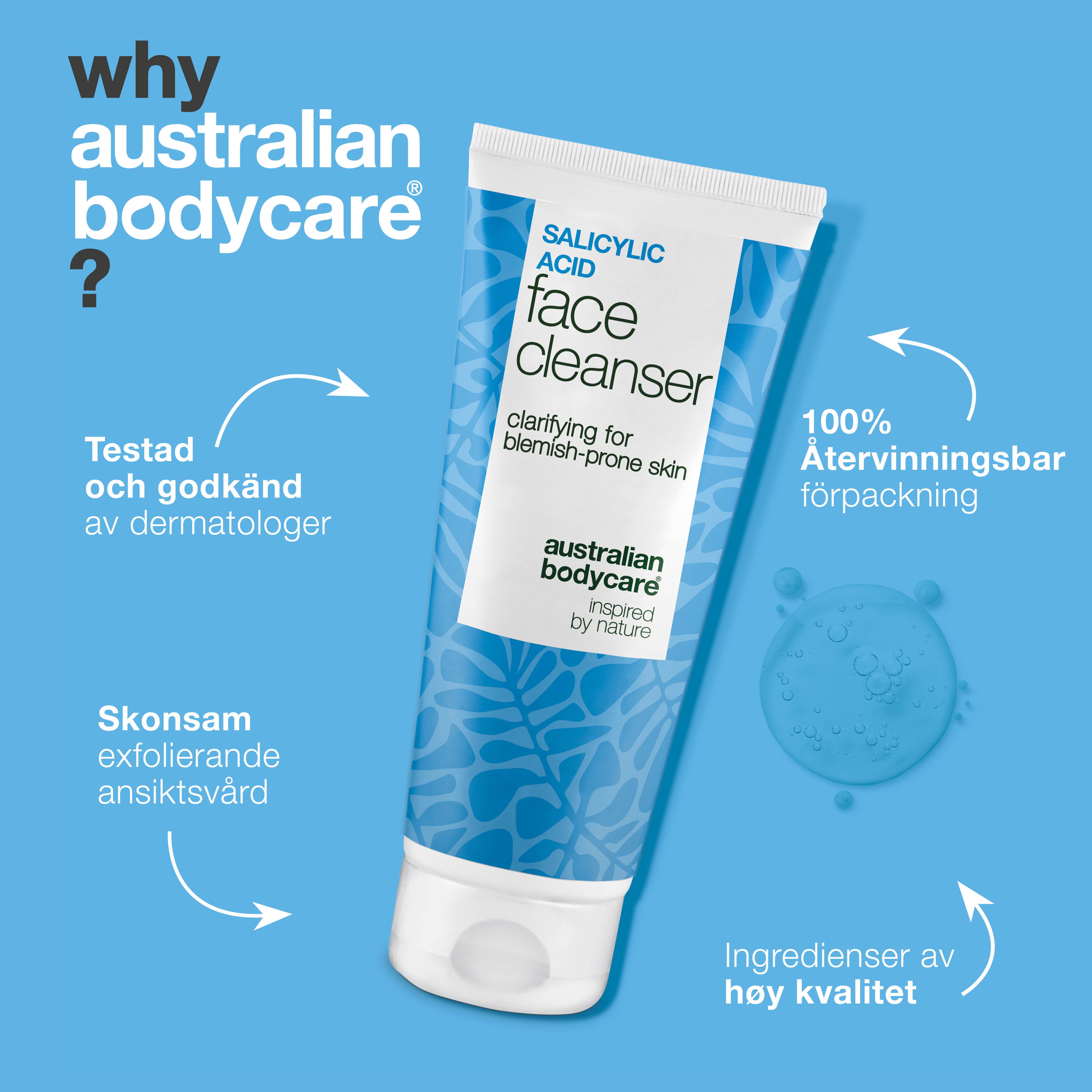 Salicylsyra Ansiktsrengöring mot finnar och pormaskar – rengör porerna och balanserar huden