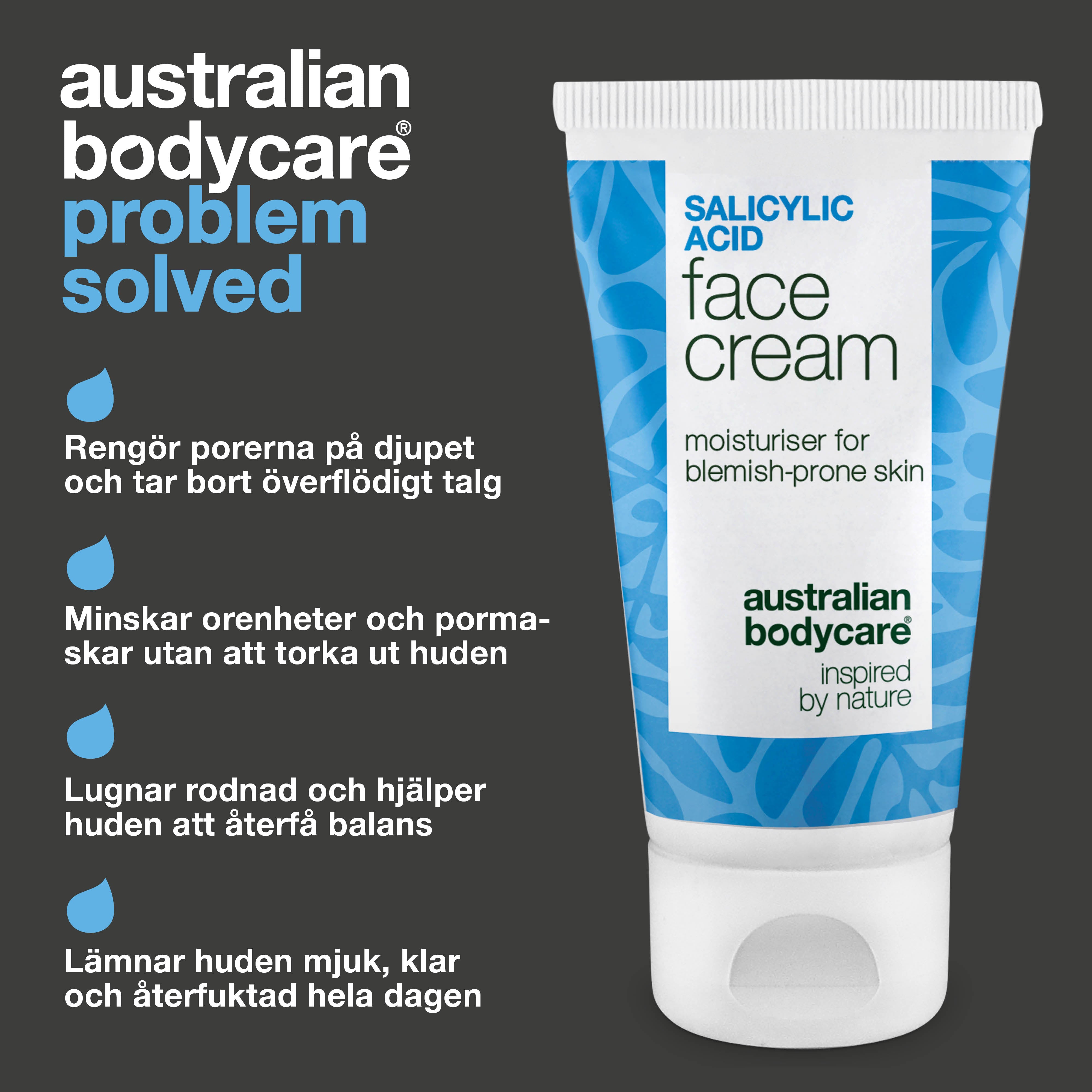 Ansiktskräm med salicylsyra mot finnar och pormaskar – rengör porer och balanserar fet hud