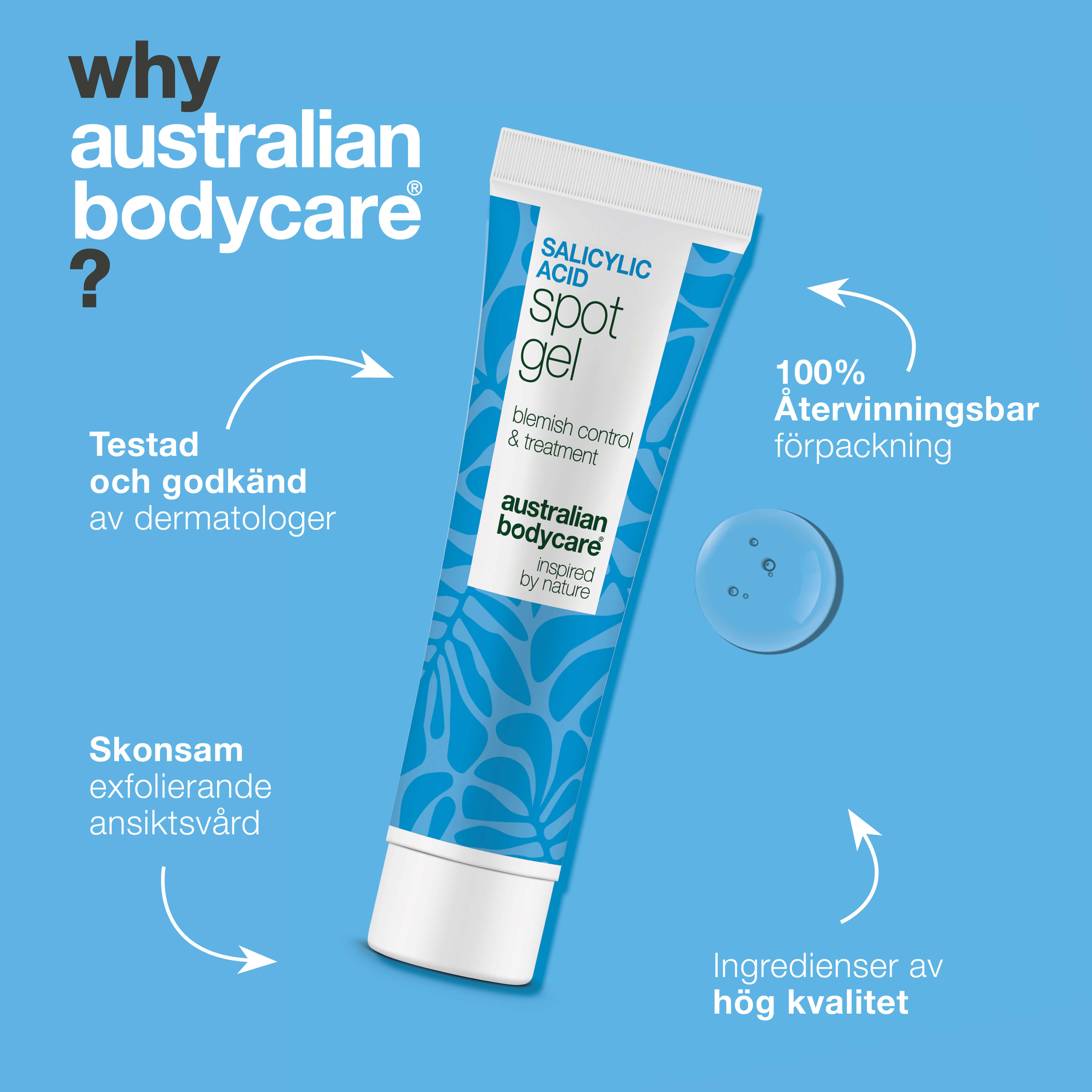 Salicylsyra Spot Gel mot finnar och tilltäppta porer — Salicylsyra Spot Gel rengör och balanserar huden. Tar bort talg och döda celler med effektiv salicylsyra för klarare hud.