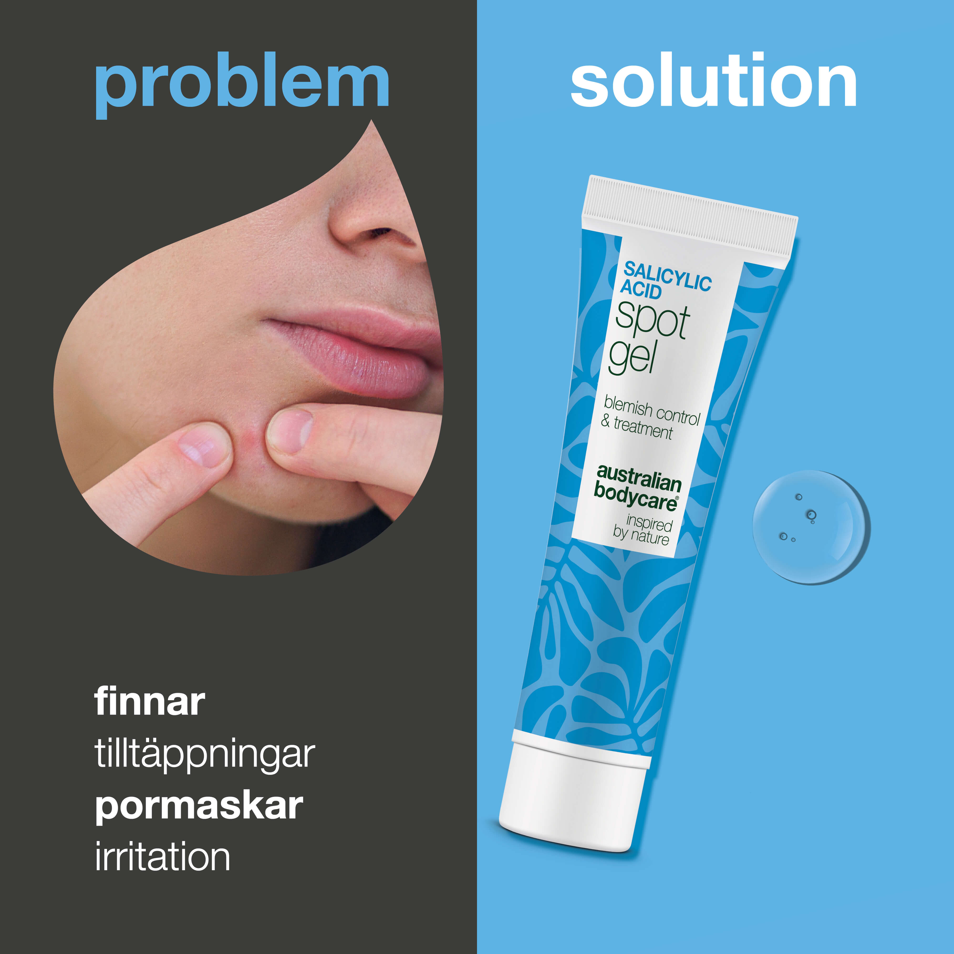 Salicylsyra Spot Gel mot finnar och tilltäppta porer — Salicylsyra Spot Gel rengör och balanserar huden. Tar bort talg och döda celler med effektiv salicylsyra för klarare hud.